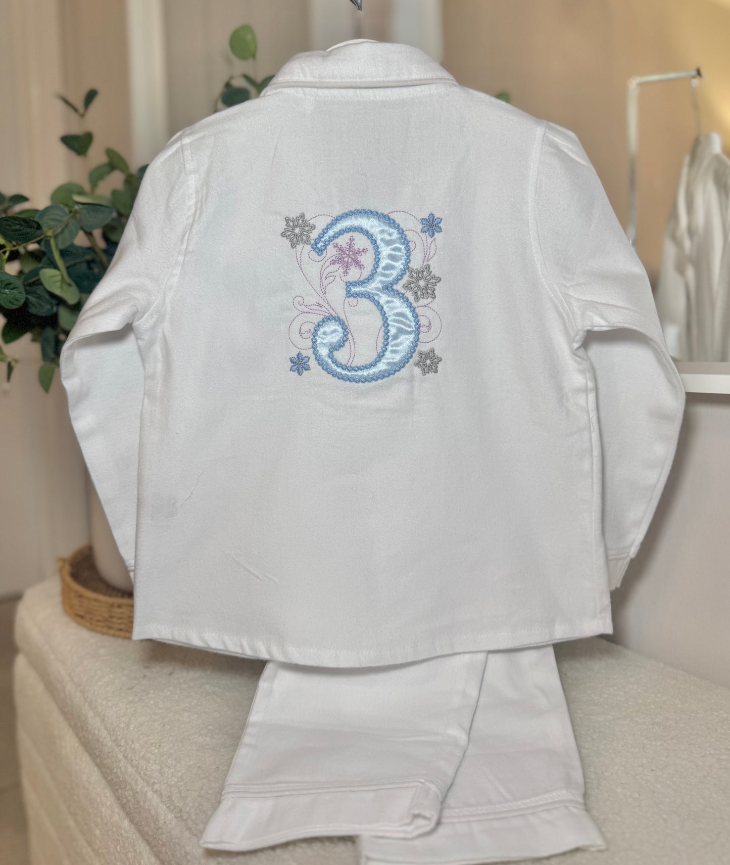 White Brushed Cotton PJs - Fully customisable - Frozen theme