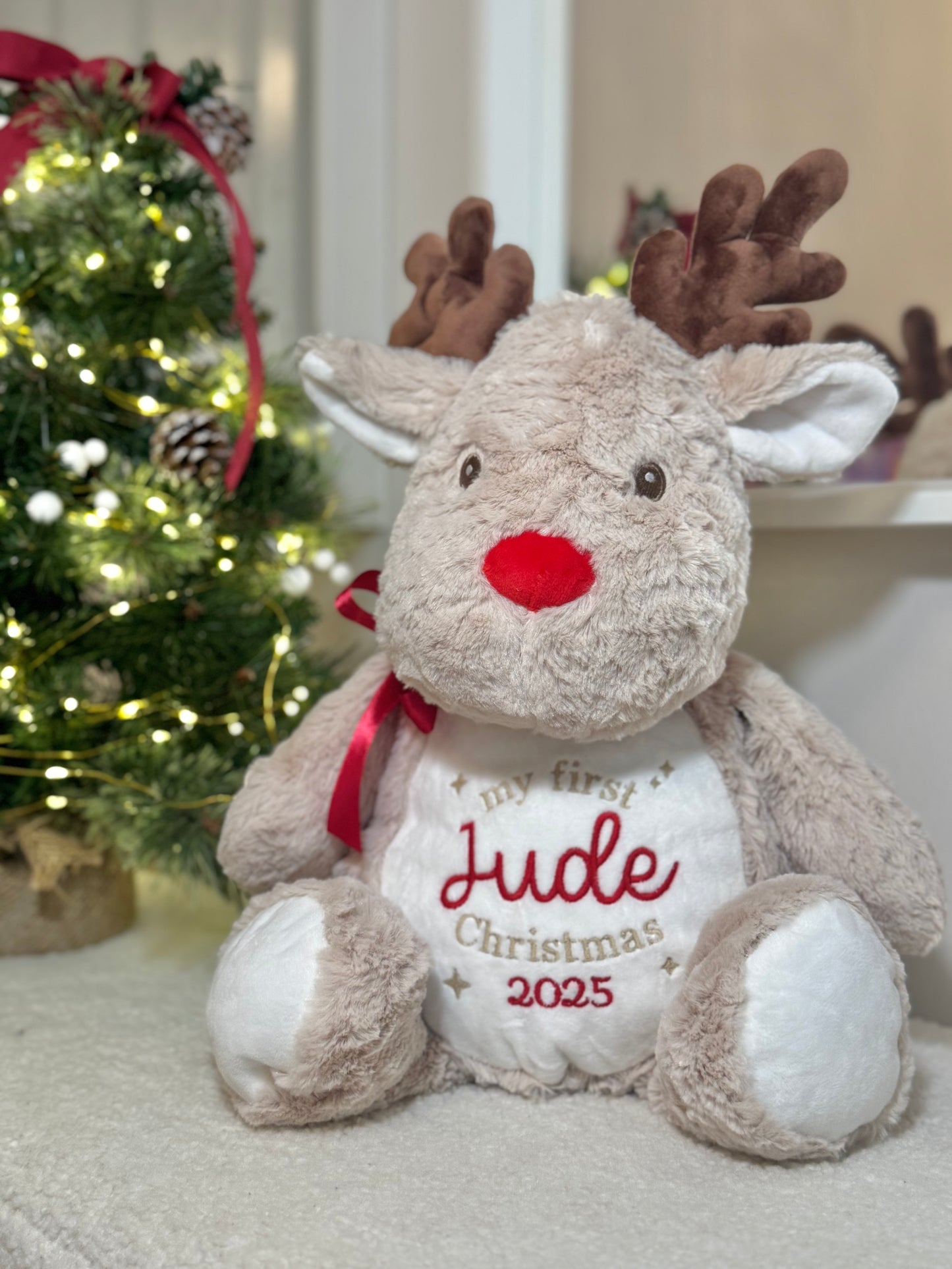 Personalised My First Christmas Rudolph Teddy - Large