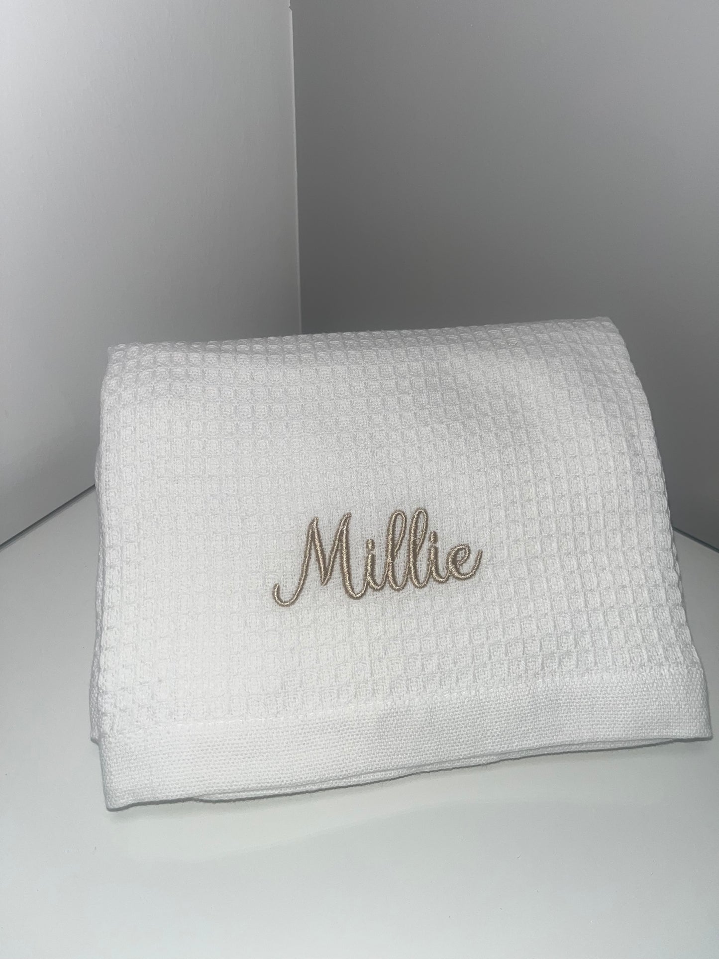 Personalised Baby Blanket - Waffle Style White