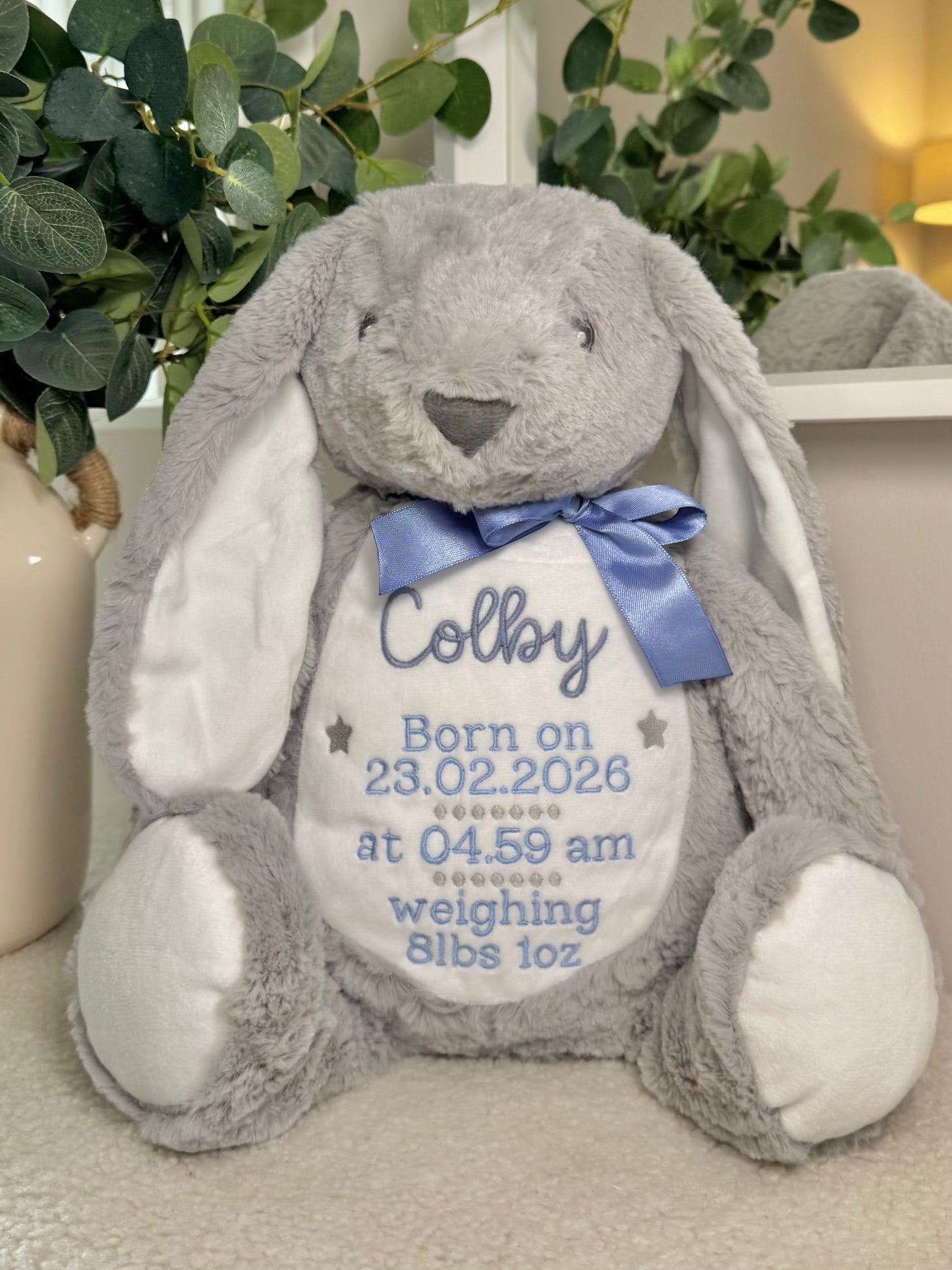 Personalised Bunny 45cm Deluxe - Grey