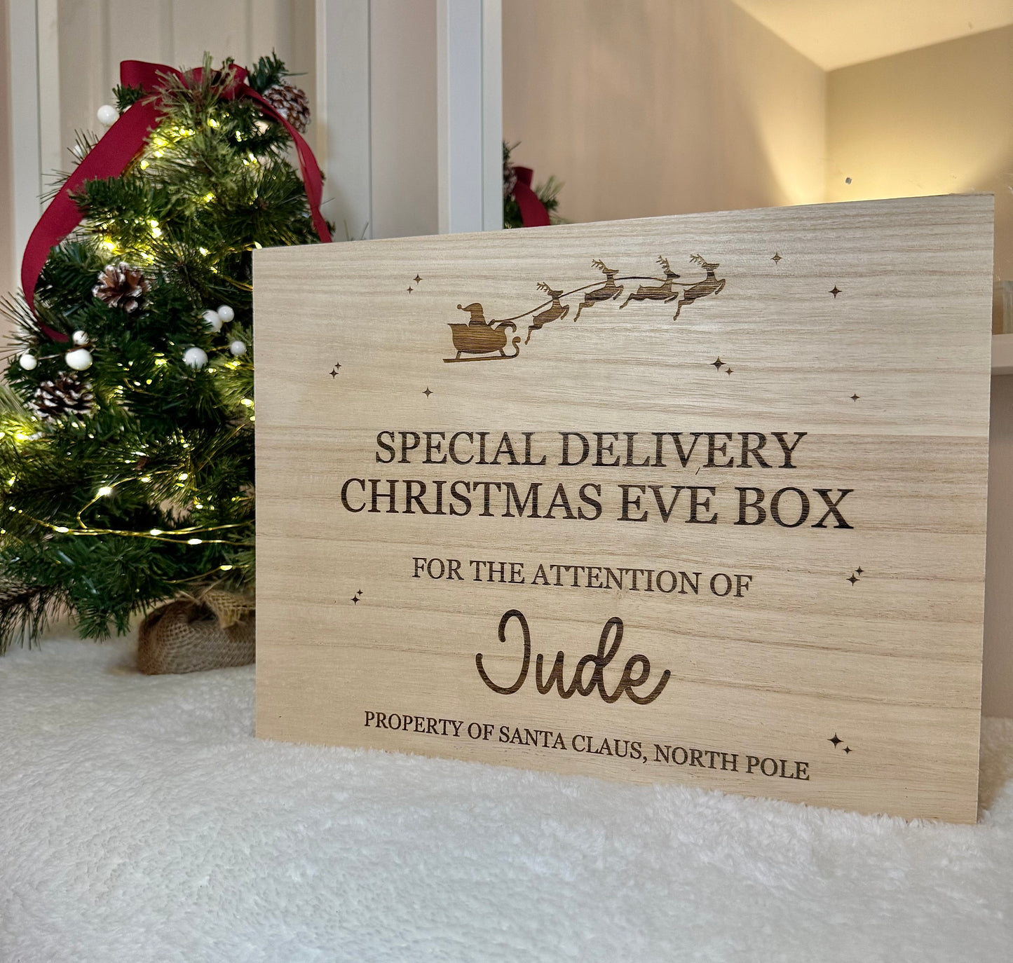 Wooden Christmas Eve Box - Laser Engraved