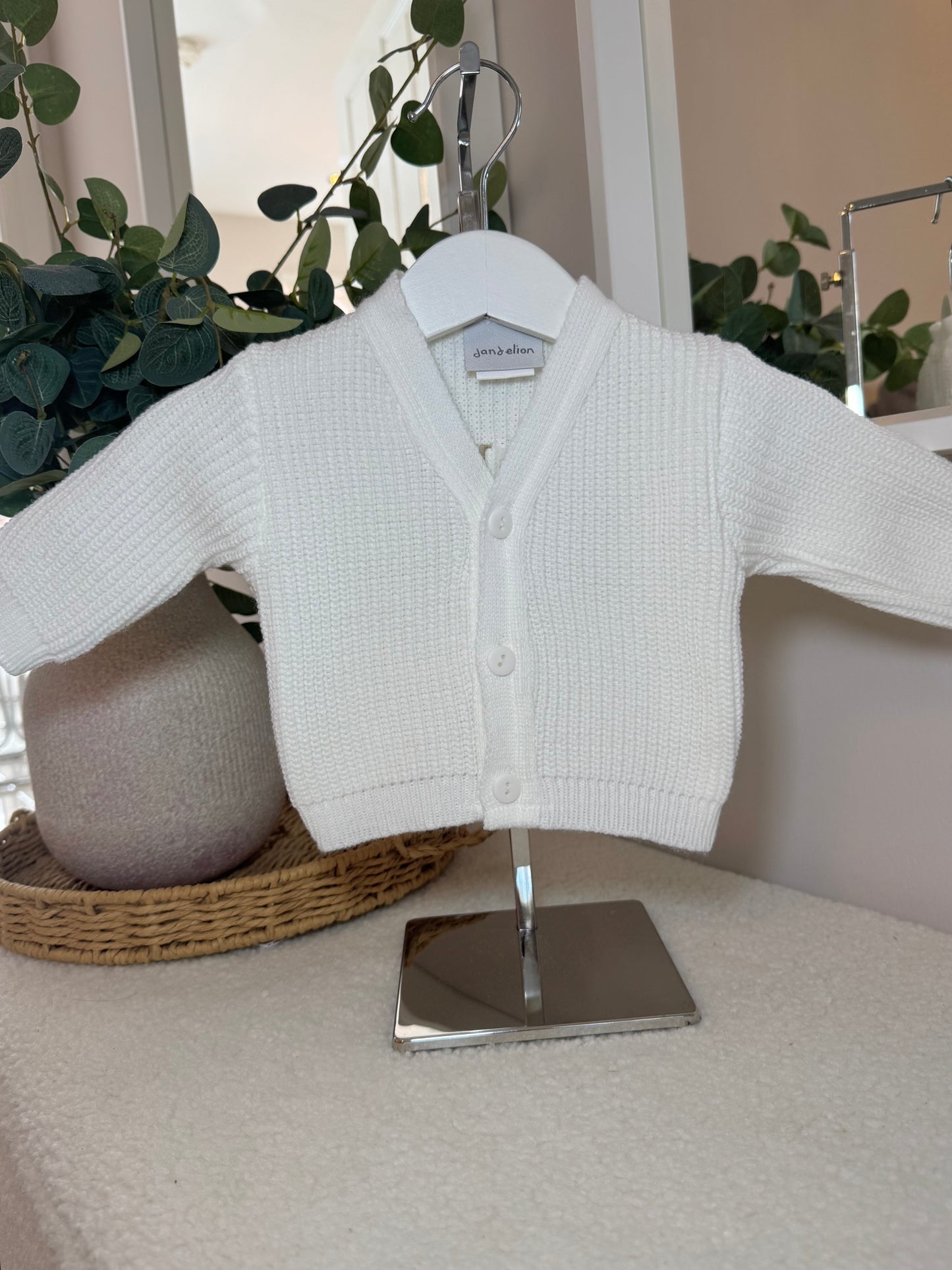 Knitted Personalised Baby Cardigan - White