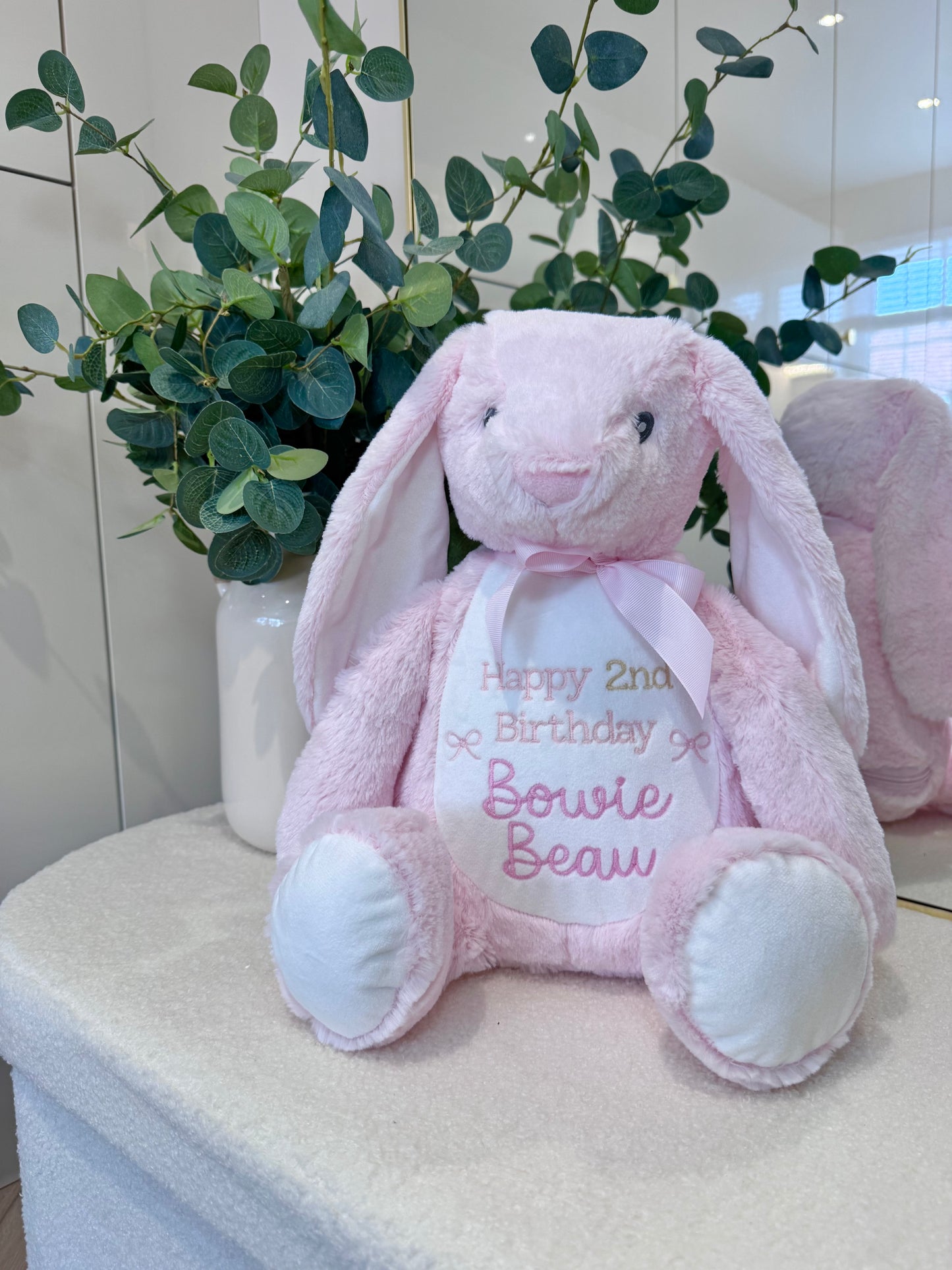 Personalised Birthday Bunny - Pink 45cm Deluxe Keepsake