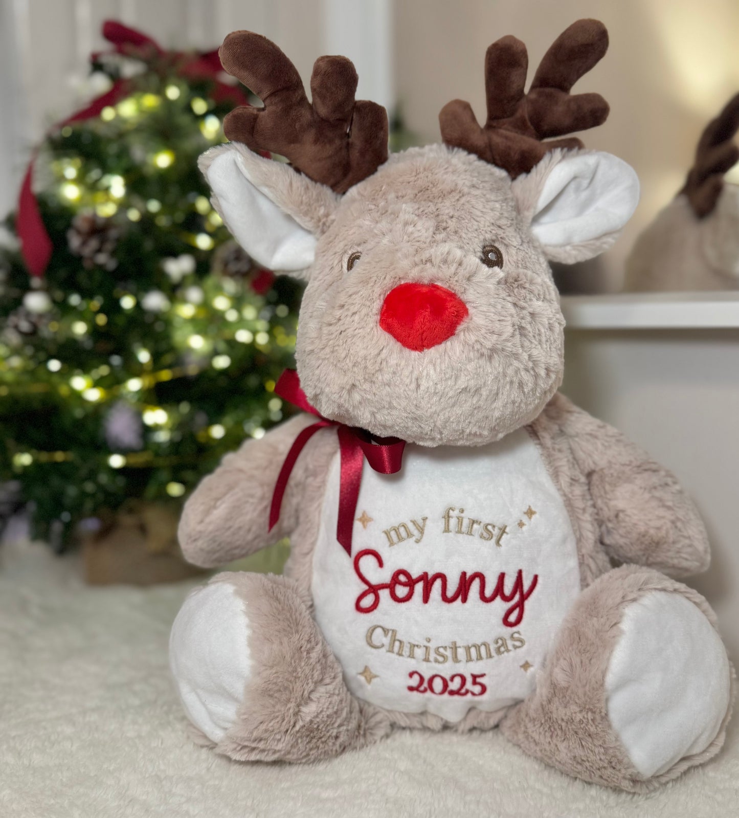 Personalised My First Christmas Rudolph Teddy - Large