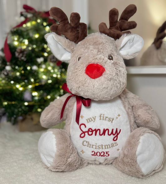 Personalised My First Christmas Rudolph Teddy - Large