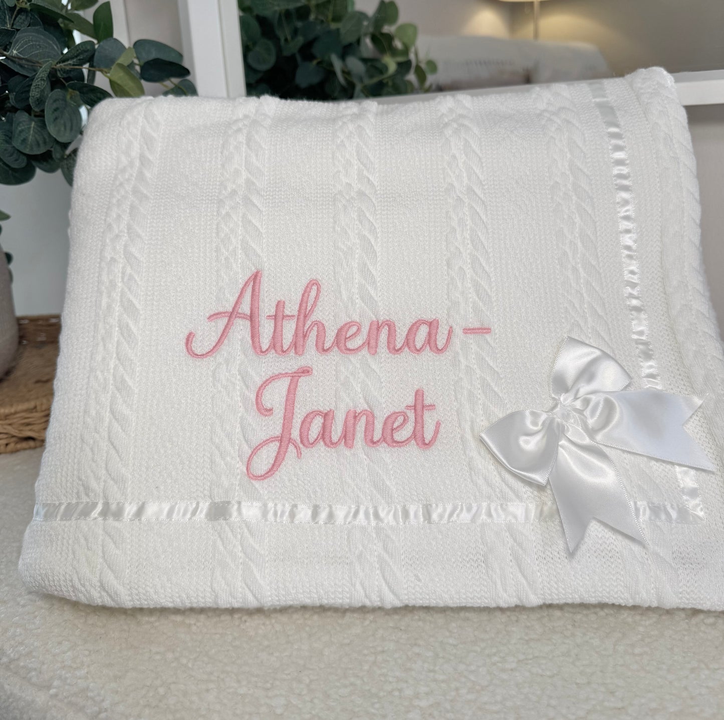 Sherpa Lined Chevron Knit Baby Blanket - White