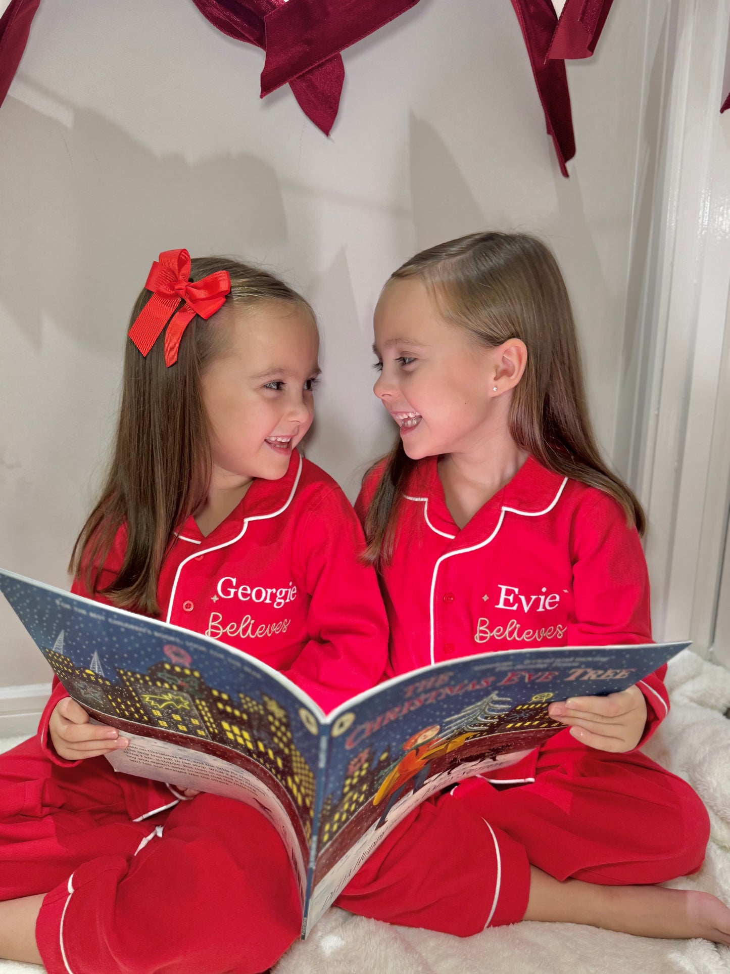 Personalised Children's Christmas Pyjamas - Red  Brushed Cotton