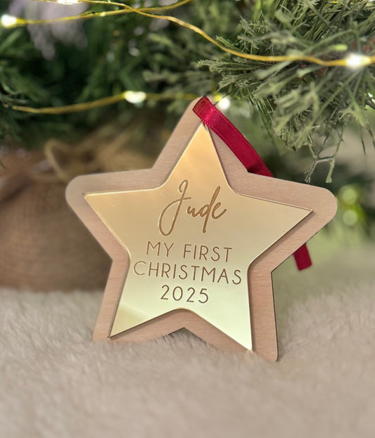 My First Christmas Star Bauble - Gold