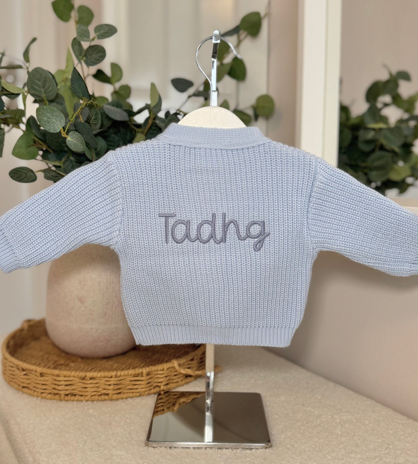 Knitted Personalised Baby Cardigan - Blue