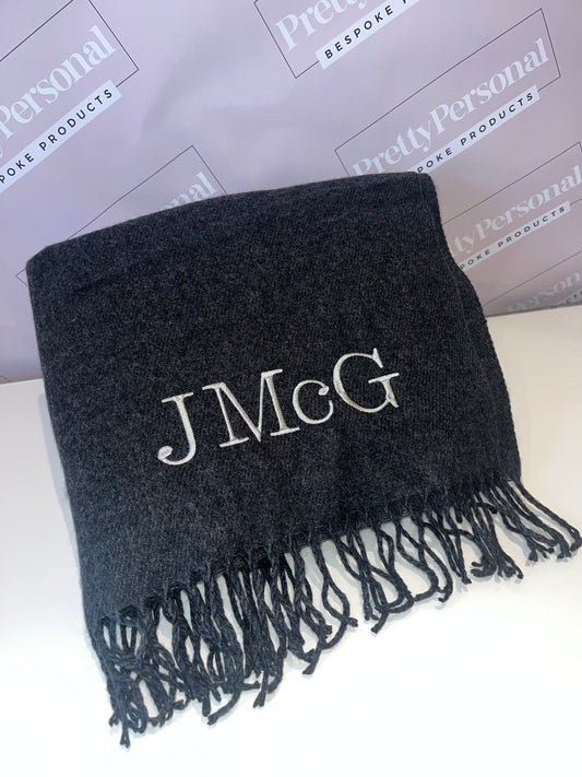 Personalised Luxury Scarf - Charcoal