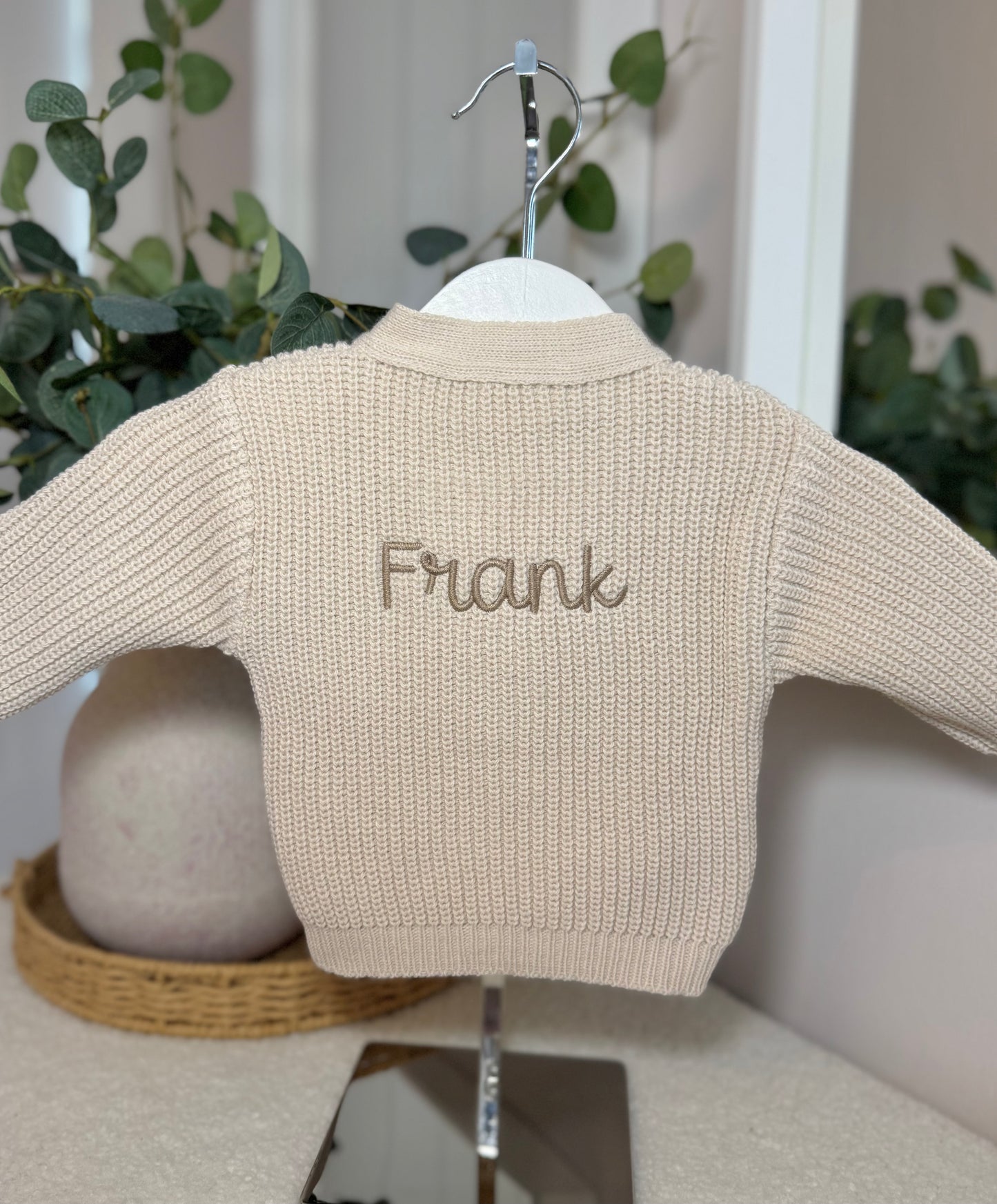 Knitted Personalised Baby Cardigan - Beige