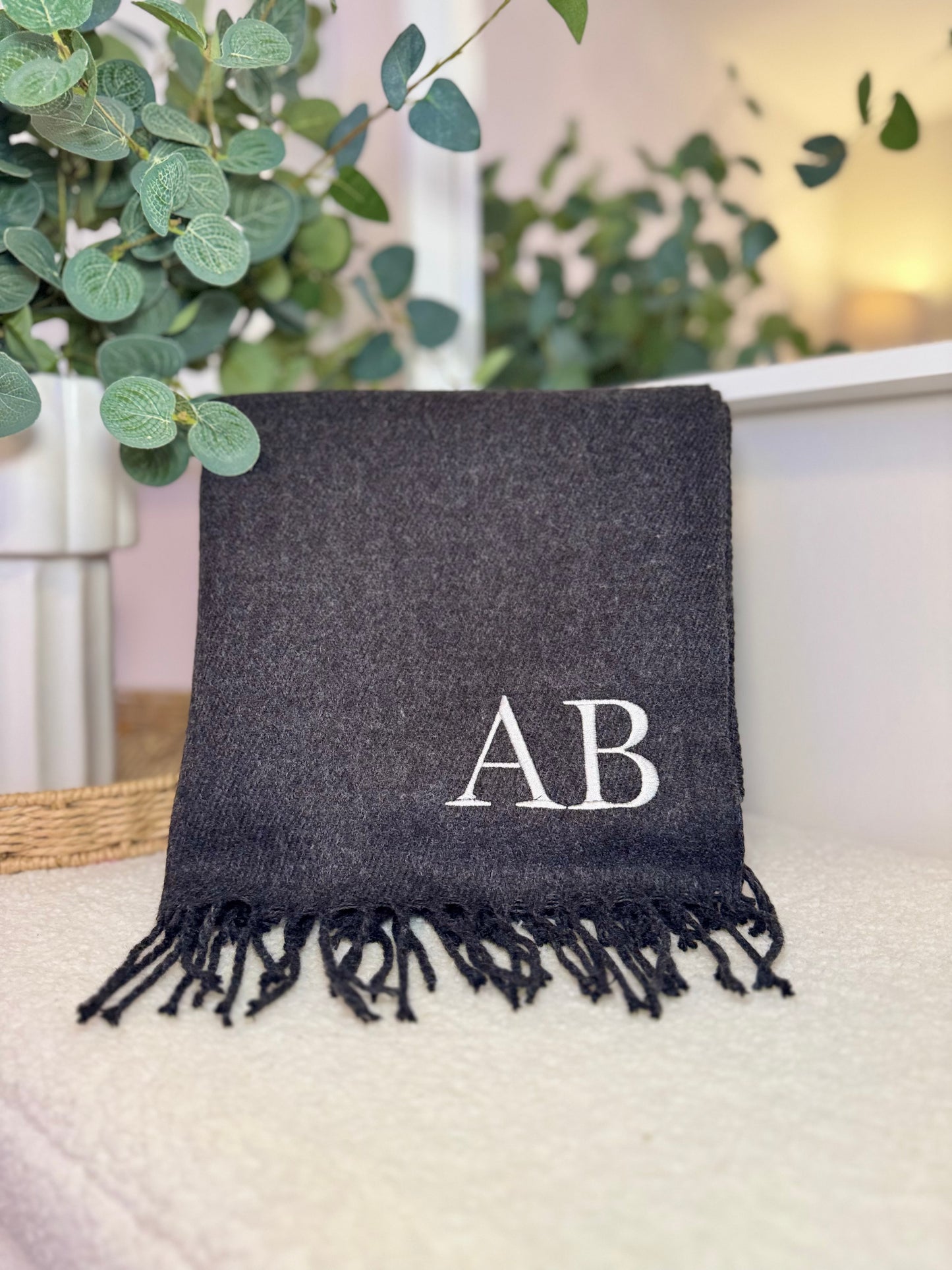 Personalised Luxury Scarf - Charcoal