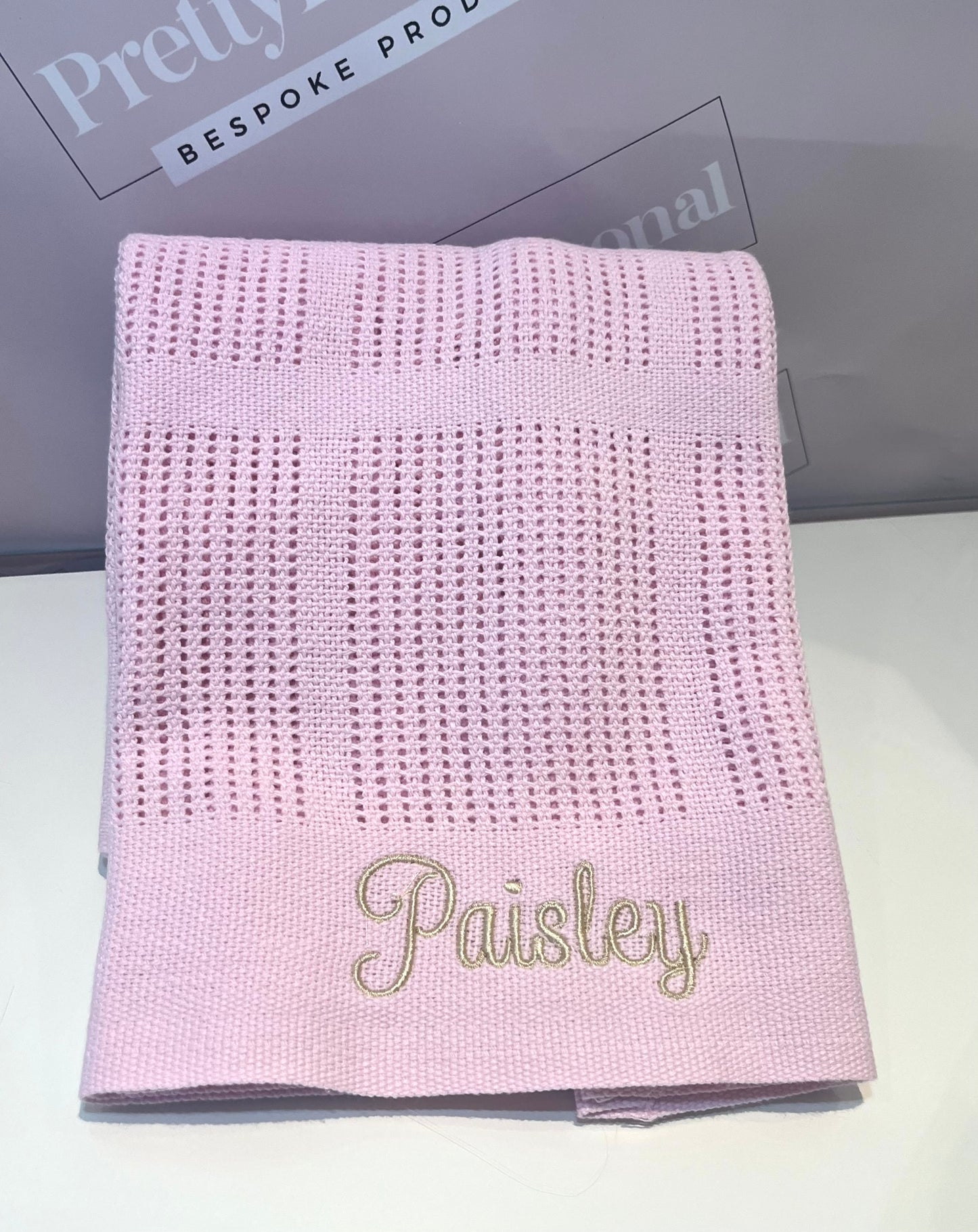 Personalised Pink Cellular Baby Blanket