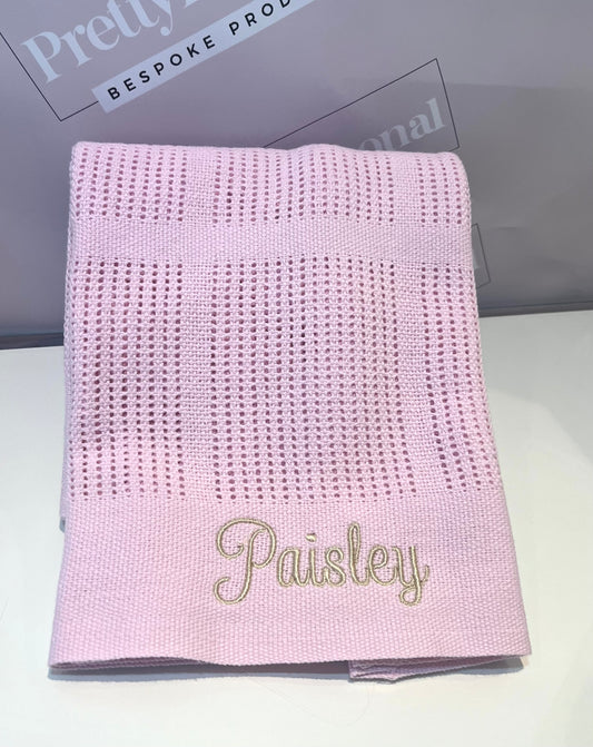 Personalised Pink Cellular Baby Blanket