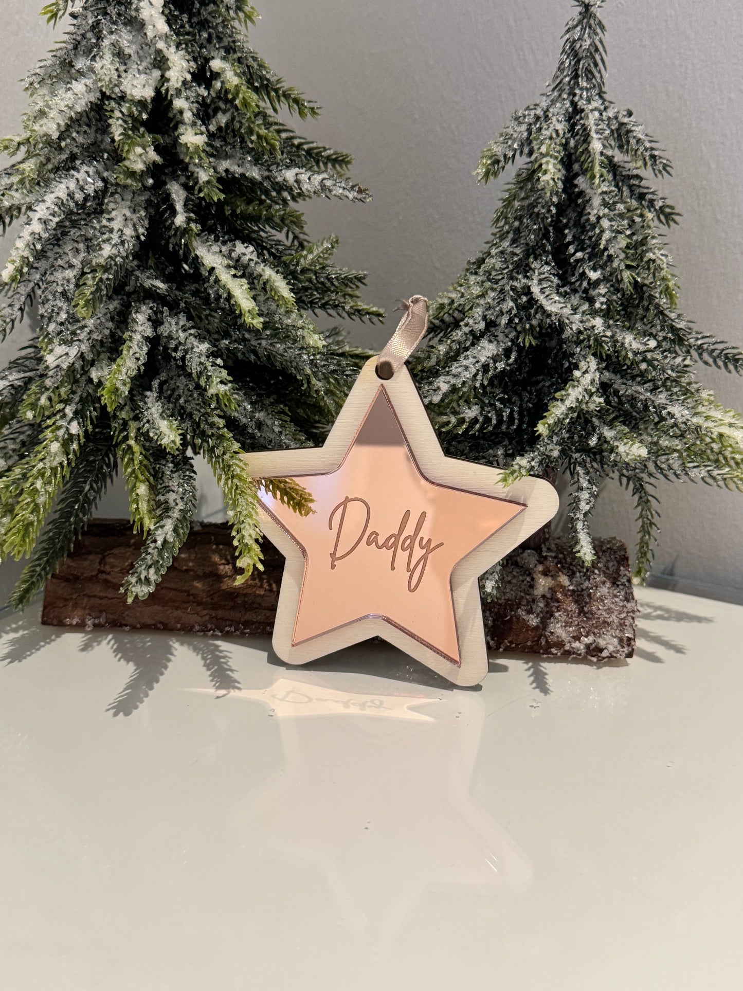 Personalised Star Christmas Bauble - Rose Gold