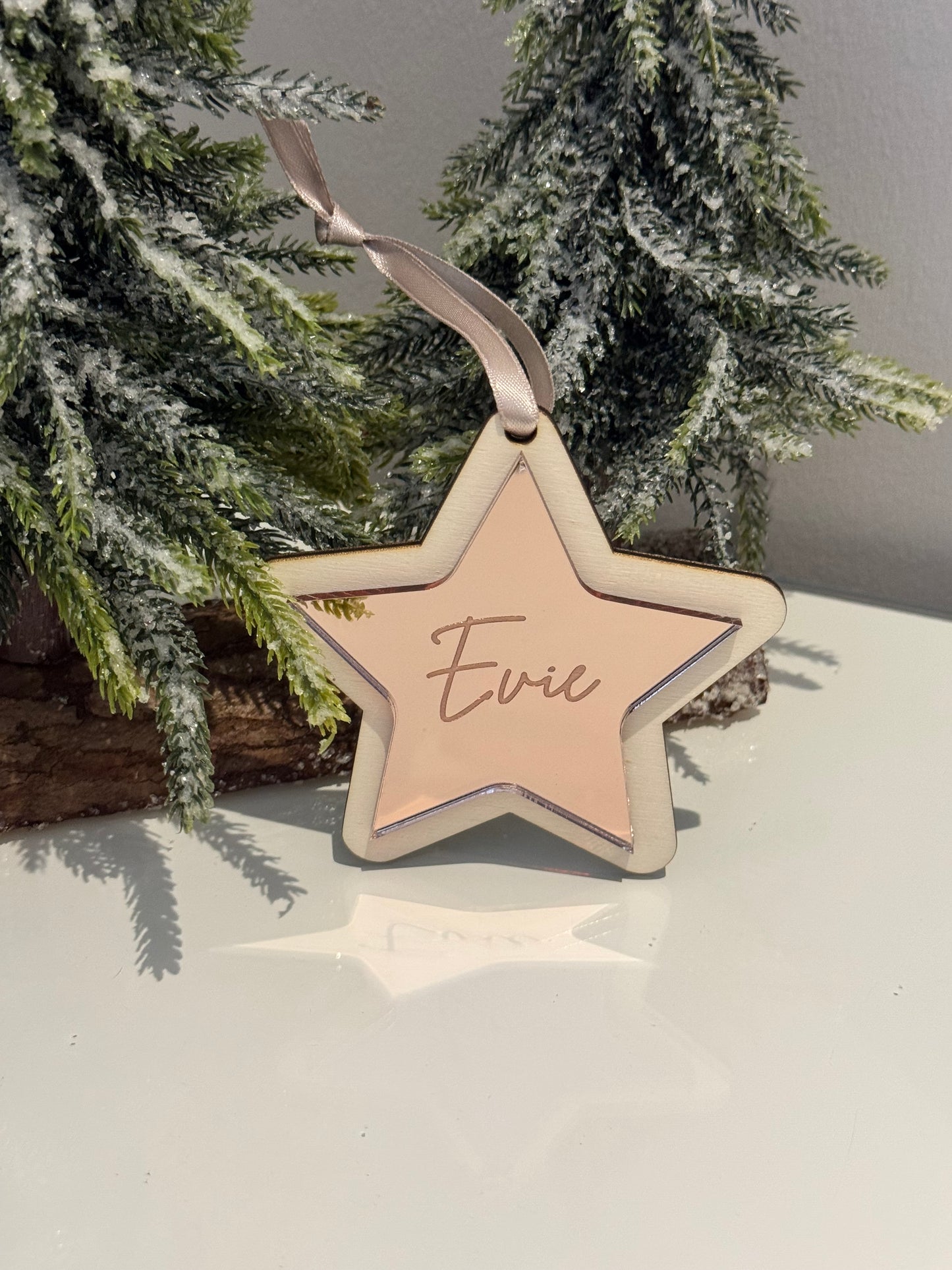 Personalised Star Christmas Bauble - Rose Gold