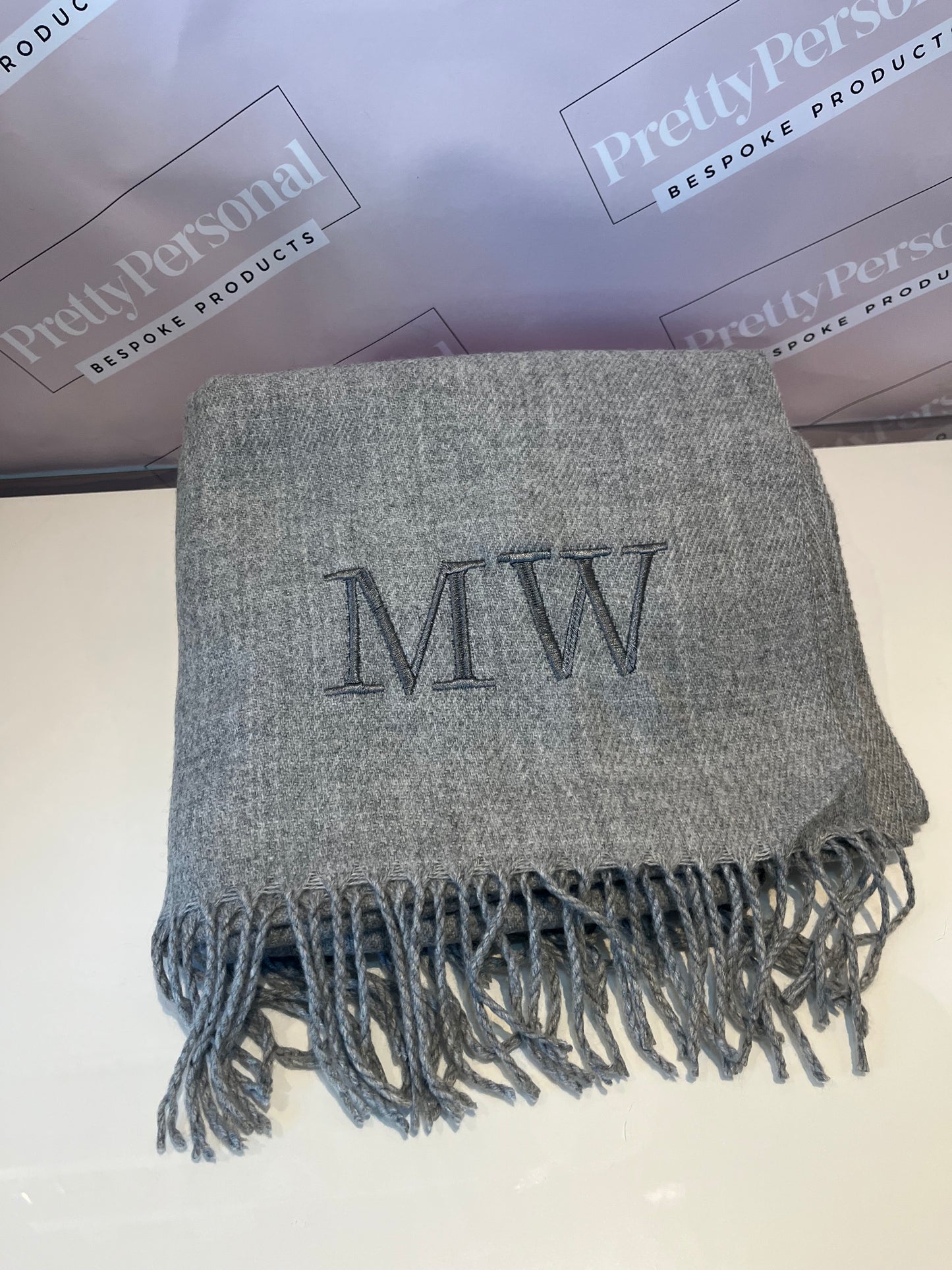 Personalised Luxury Scarf - Heather Grey