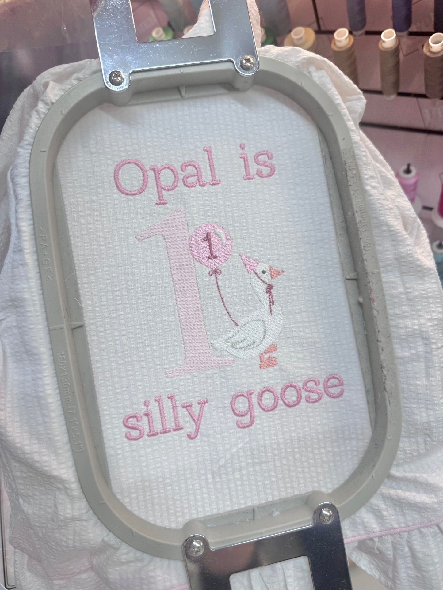 One Silly Goose - Girls White Frill Seersucker Pjs