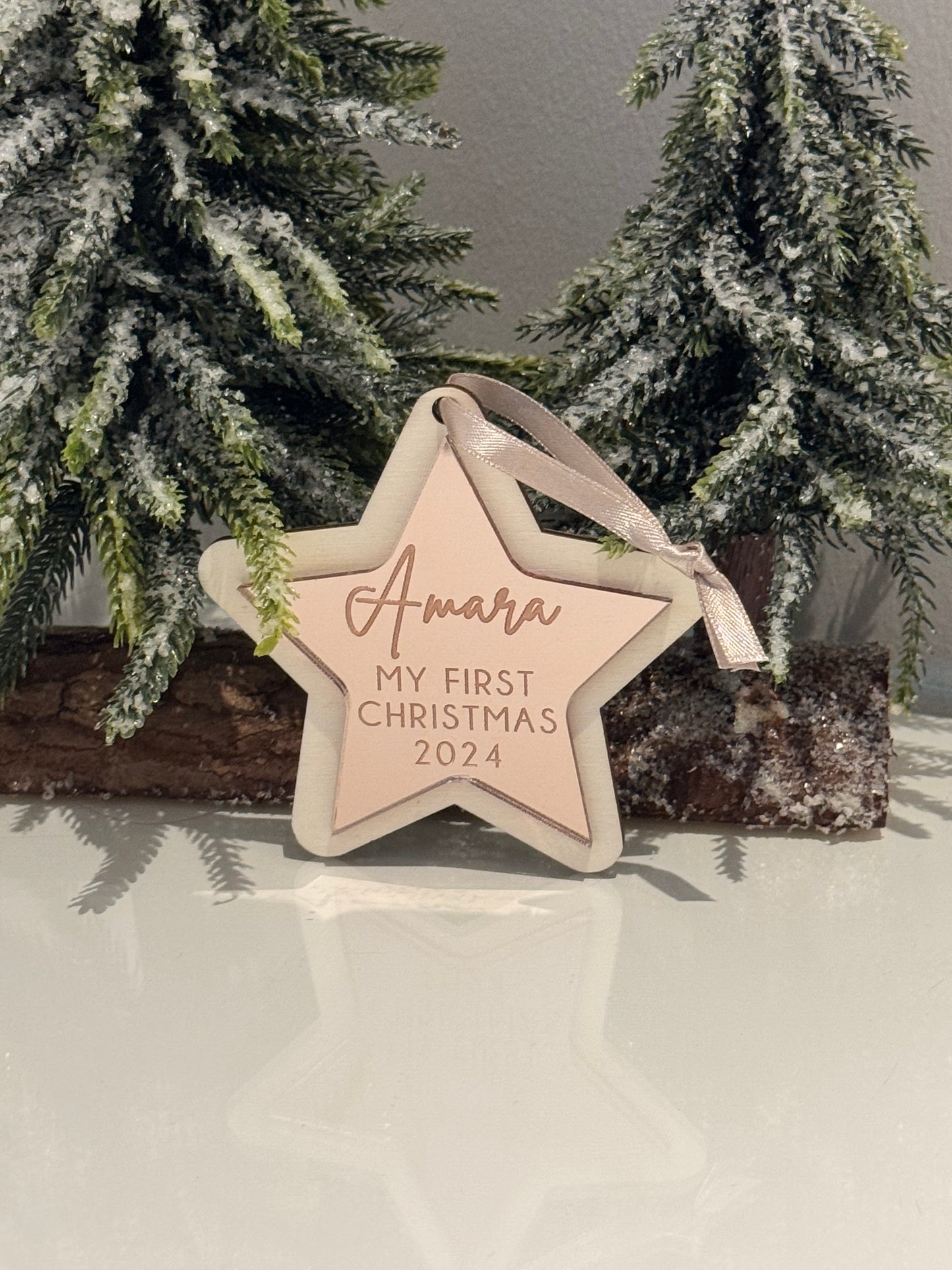 My First Christmas Star Bauble - Rose Gold