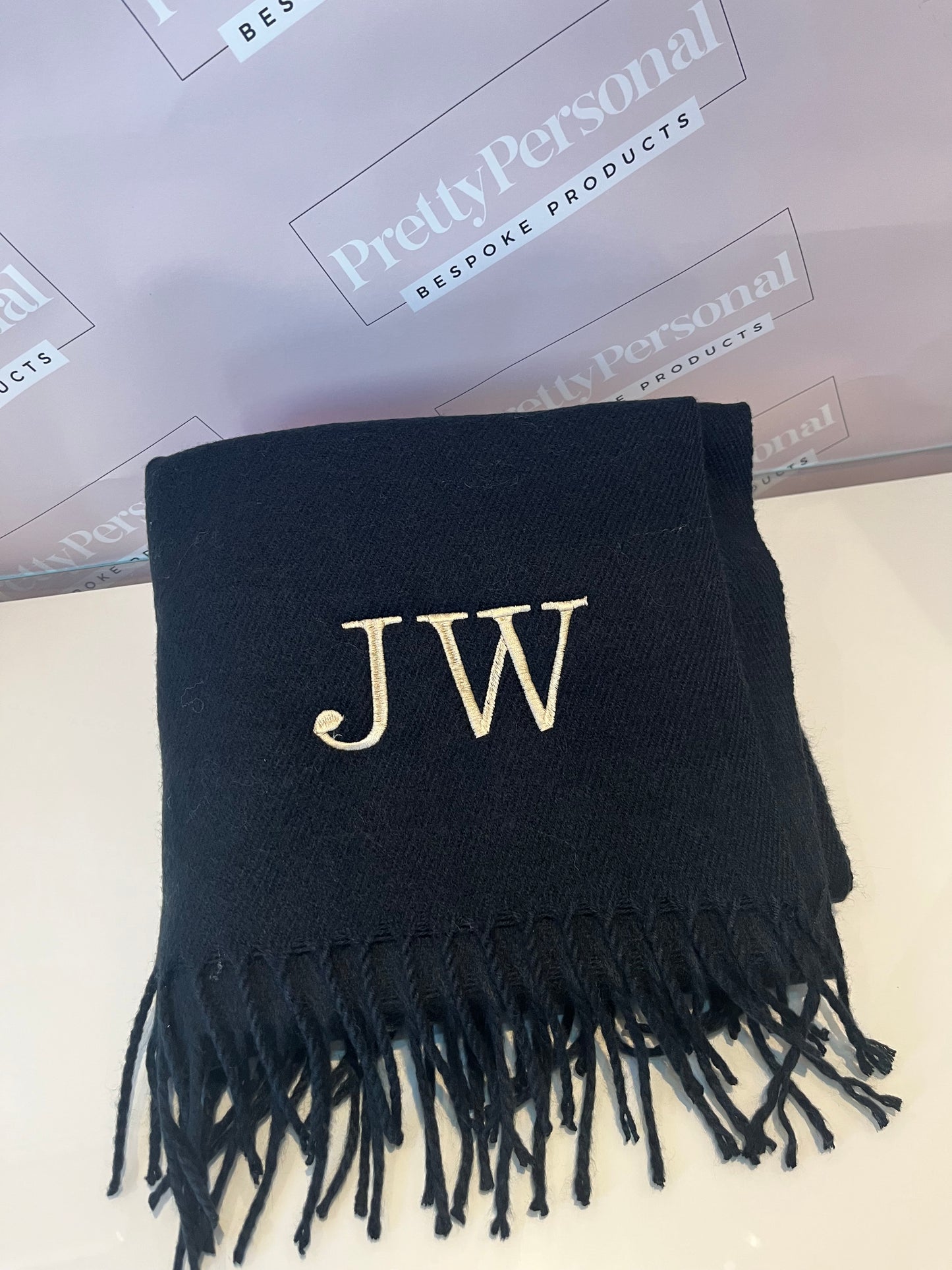 Personalised Luxury Scarf - Black