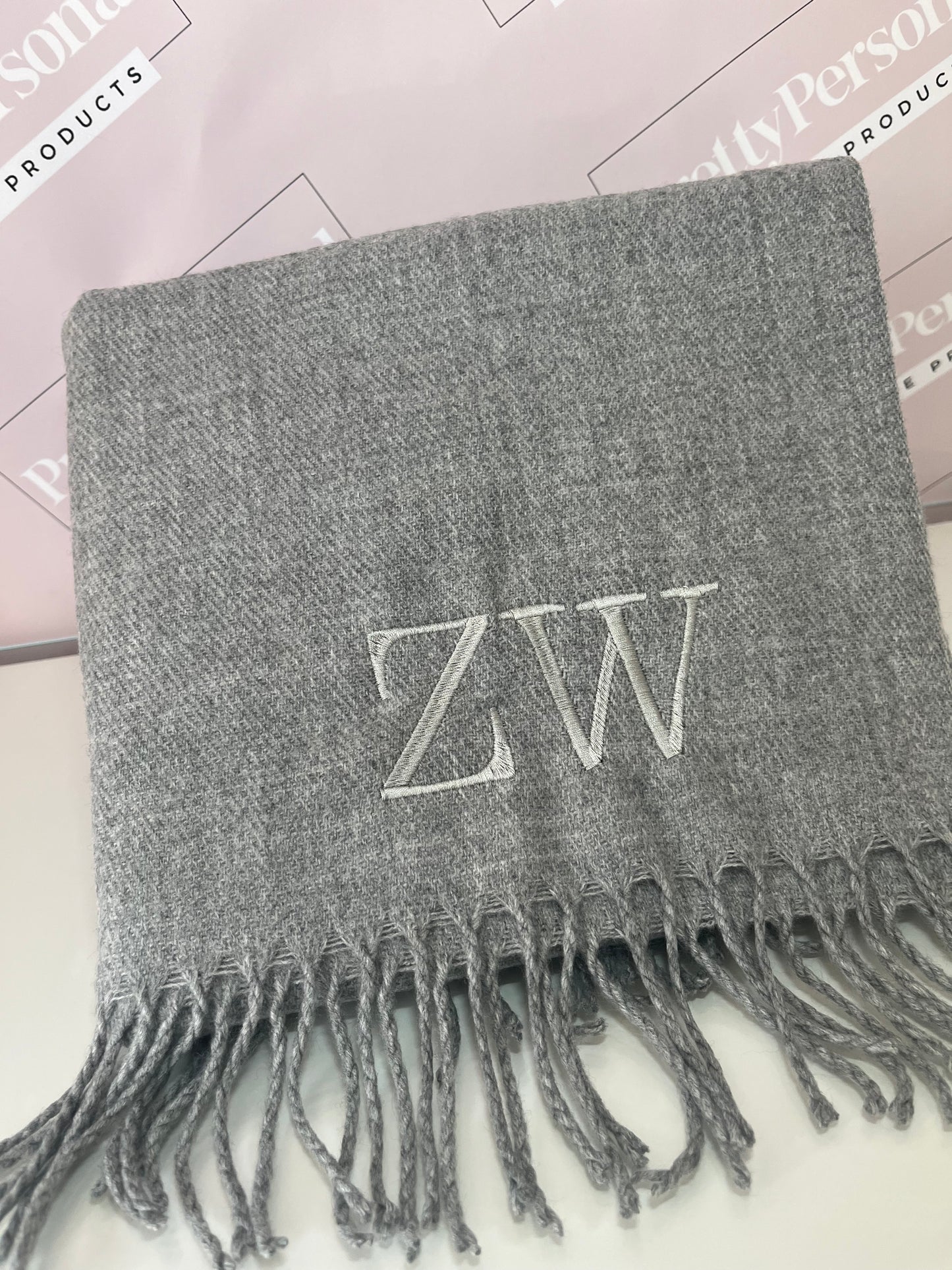 Personalised Luxury Scarf - Heather Grey