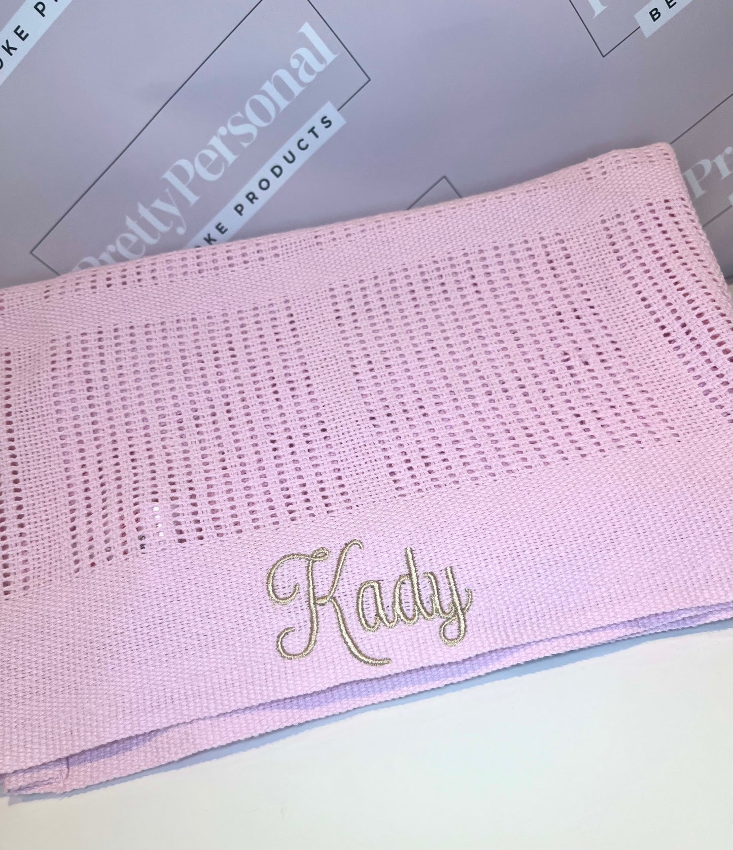 Personalised Pink Cellular Baby Blanket