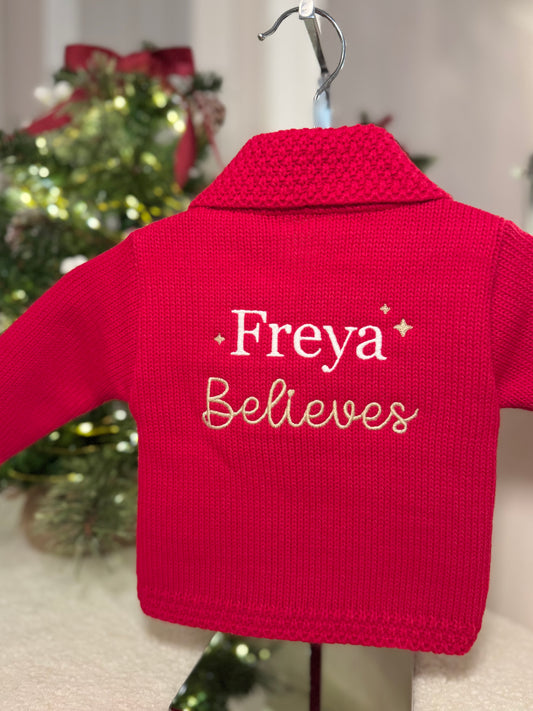 Personalised Baby Christmas Cardigan - Red