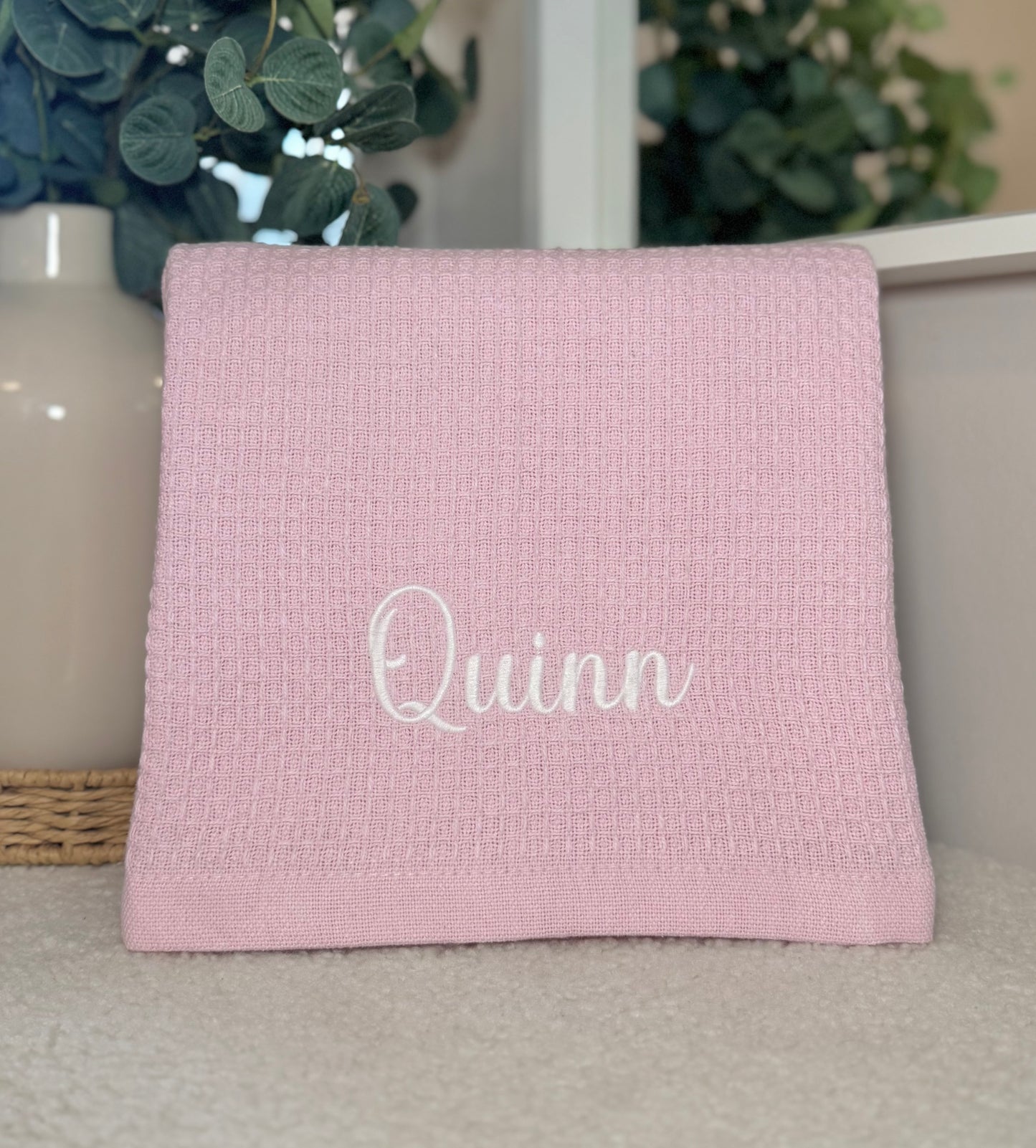 Personalised Baby Blanket  - Waffle Style Pink