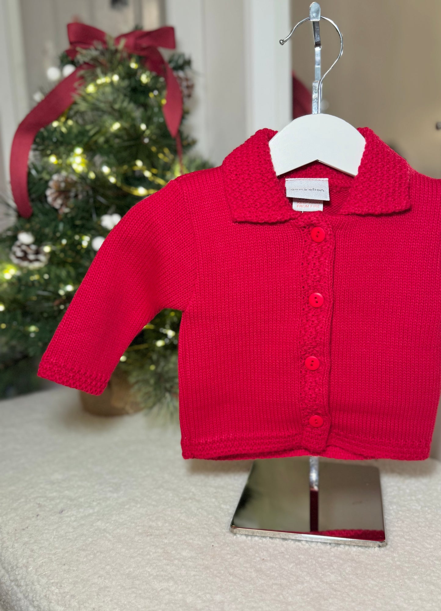 Personalised Baby First Christmas Cardigan - Red