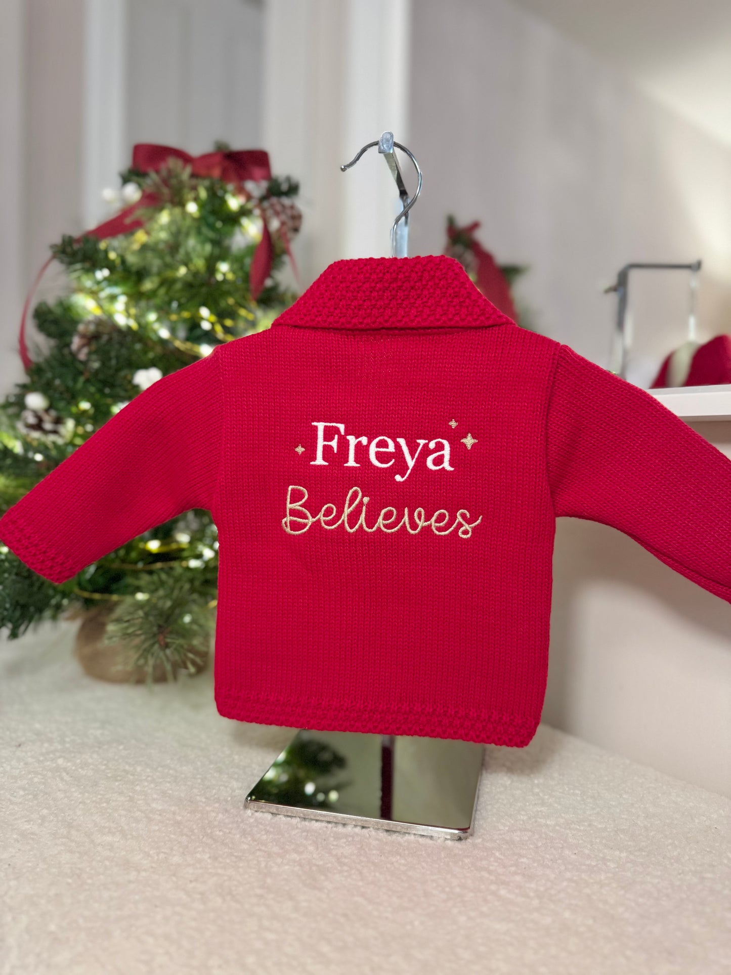 Personalised Baby Christmas Cardigan - Red