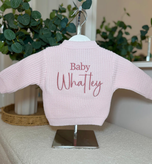 Knitted Personalised Baby Cardigan - Pink