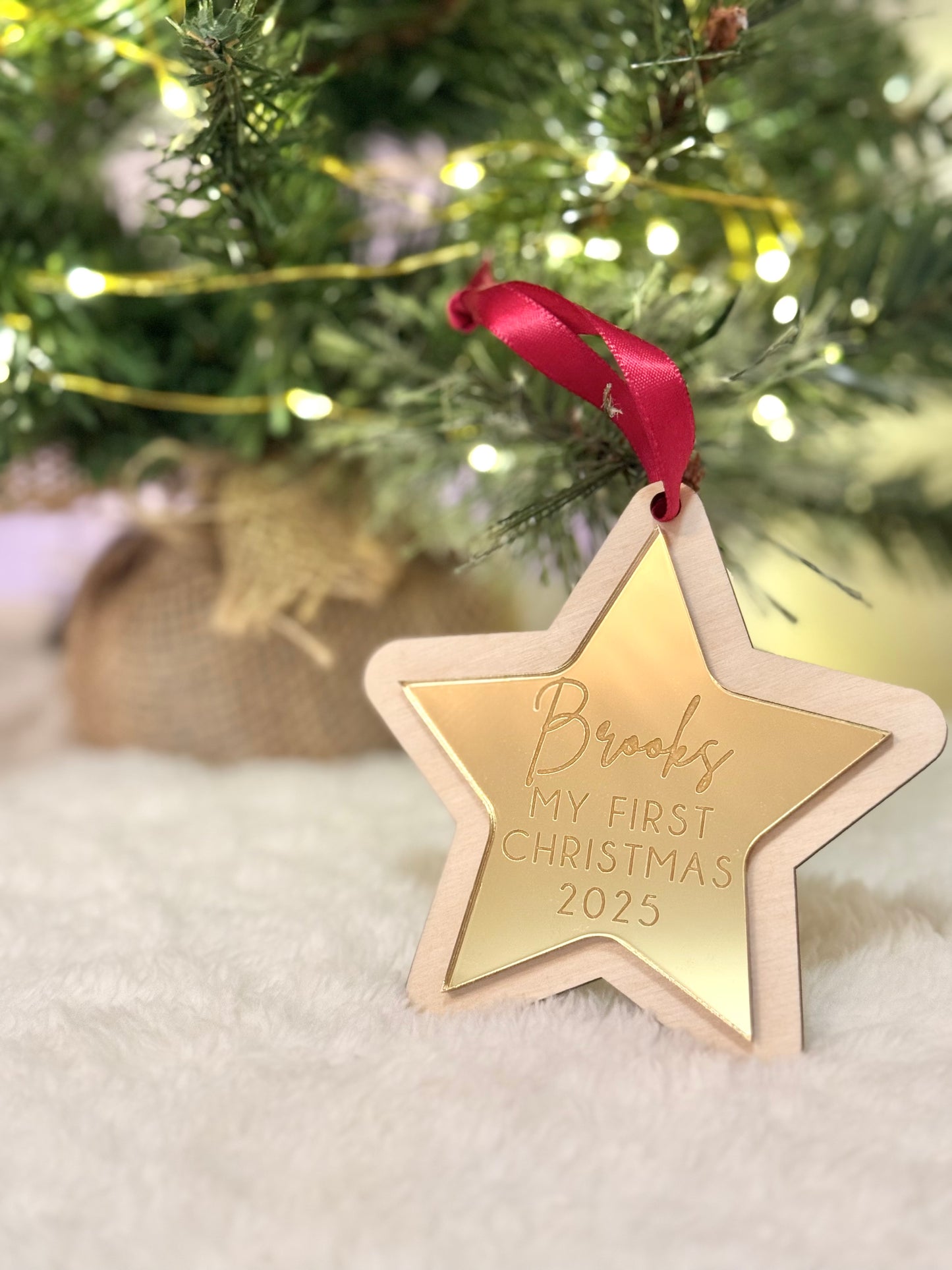 My First Christmas Star Bauble - Gold