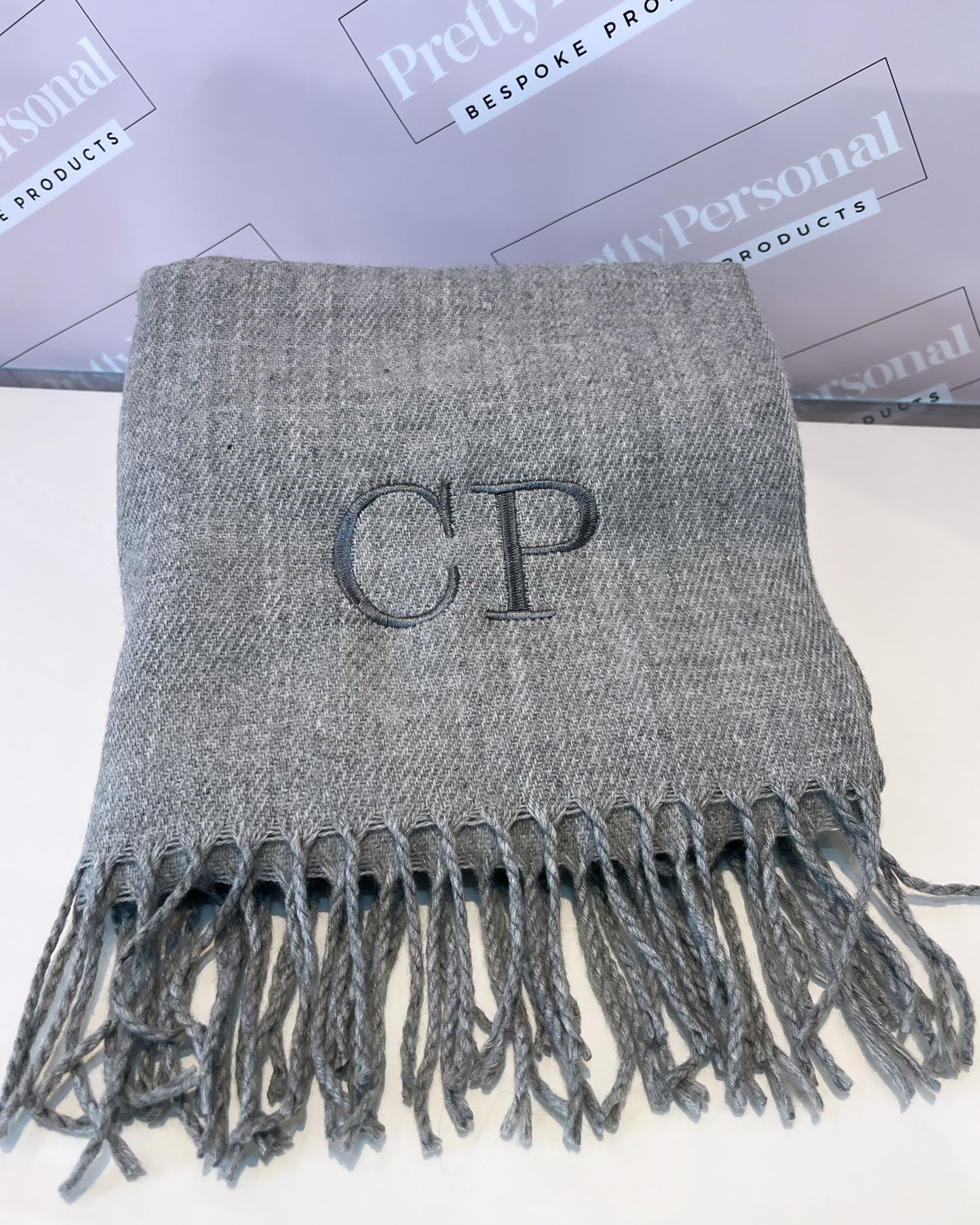 Personalised Luxury Scarf - Heather Grey