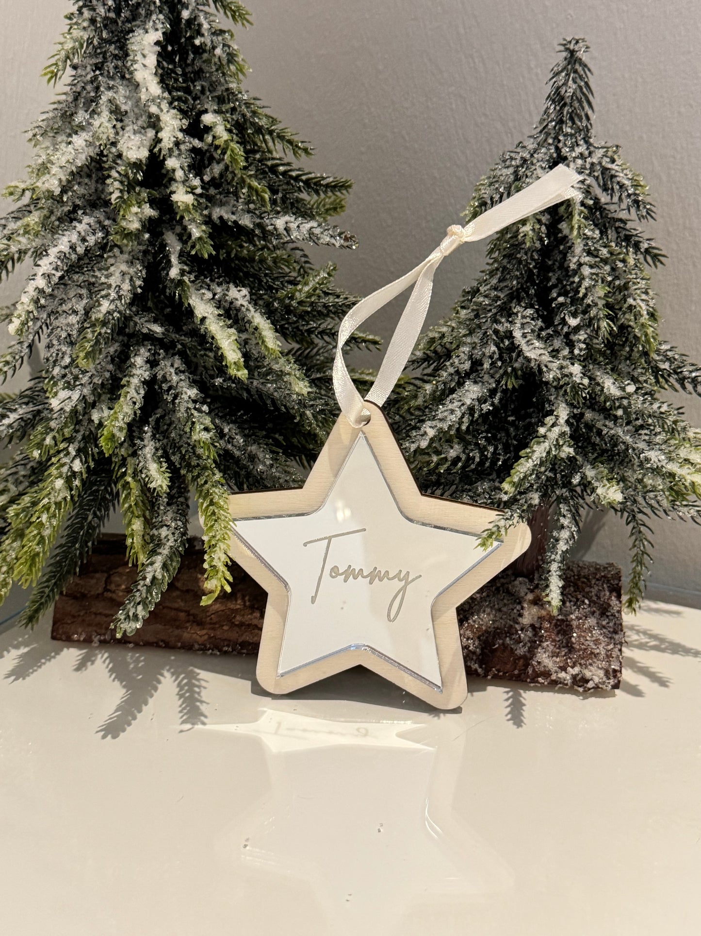 Personalised Star Christmas Bauble - Silver