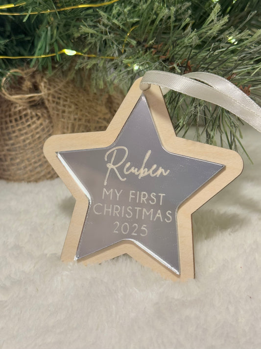 My First Christmas Star Bauble - Silver