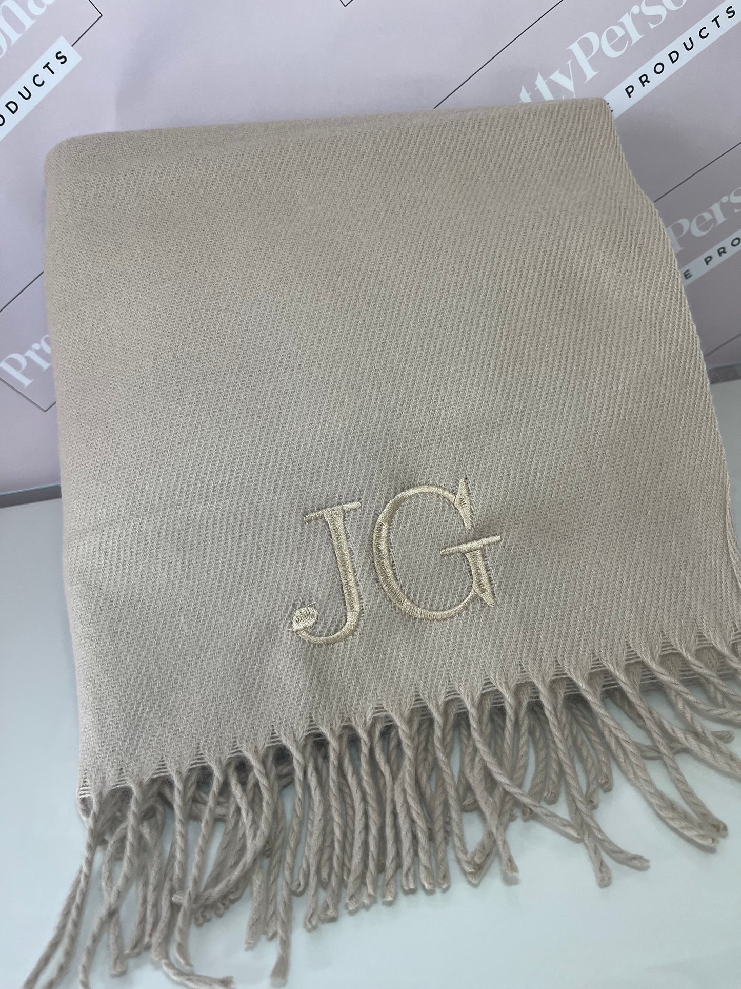 Personalised Luxury Scarf - Almond