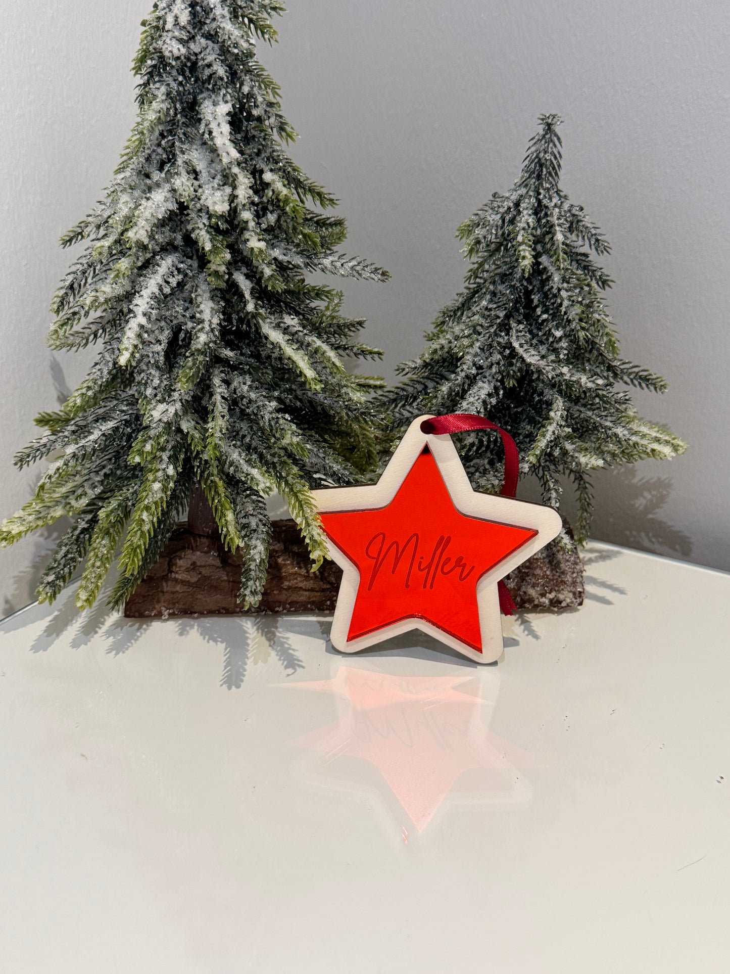 Personalised Star Christmas Bauble - Red