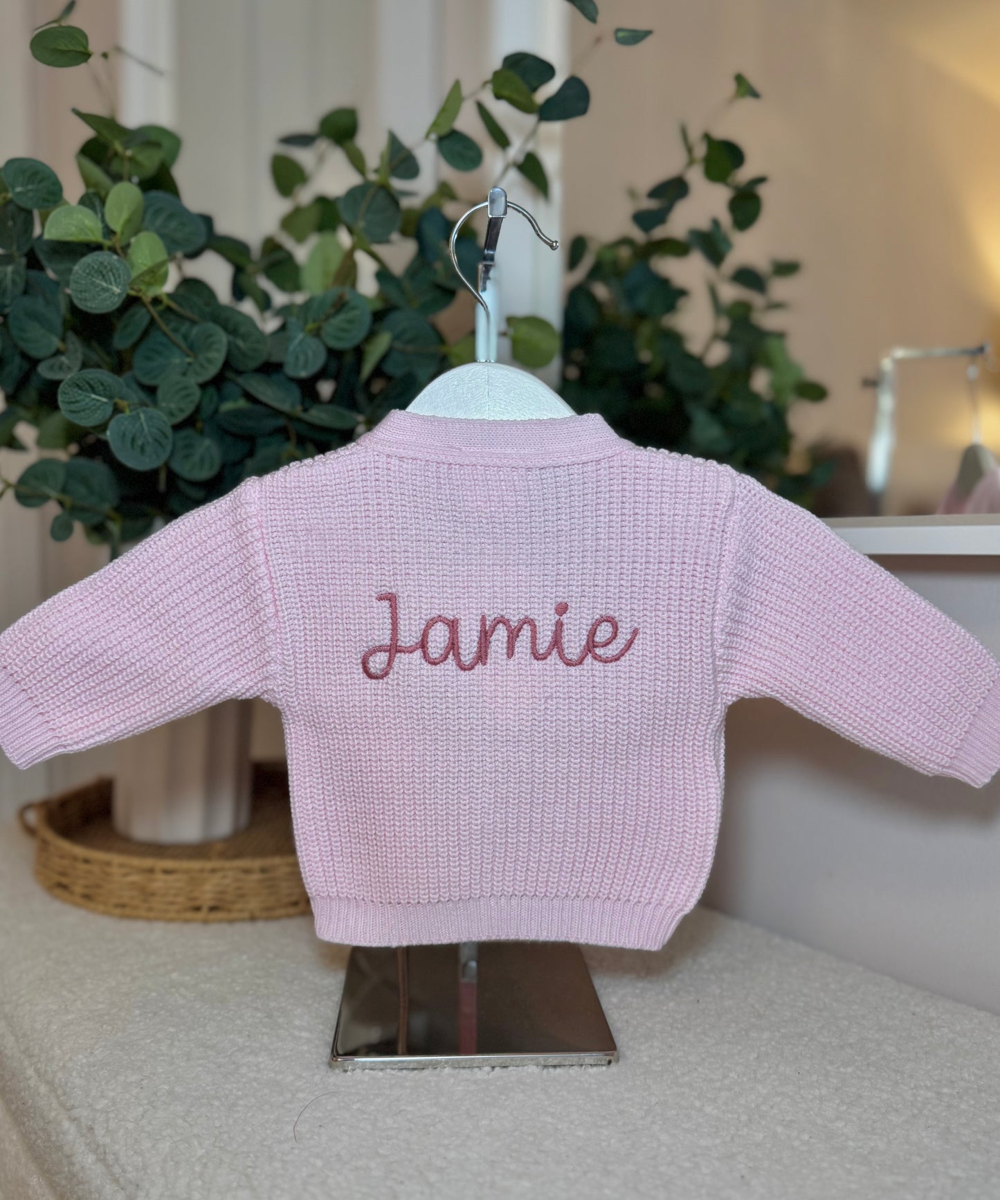 Knitted Personalised Baby Cardigan - Pink