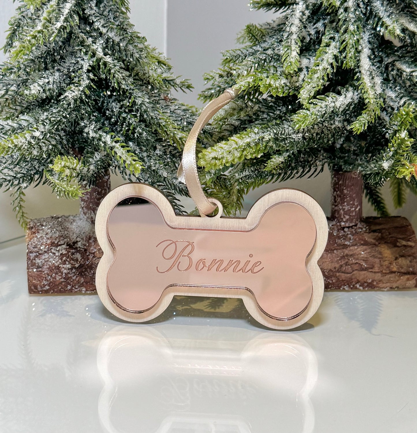 Christmas Dog Bone Bauble - Rose Gold