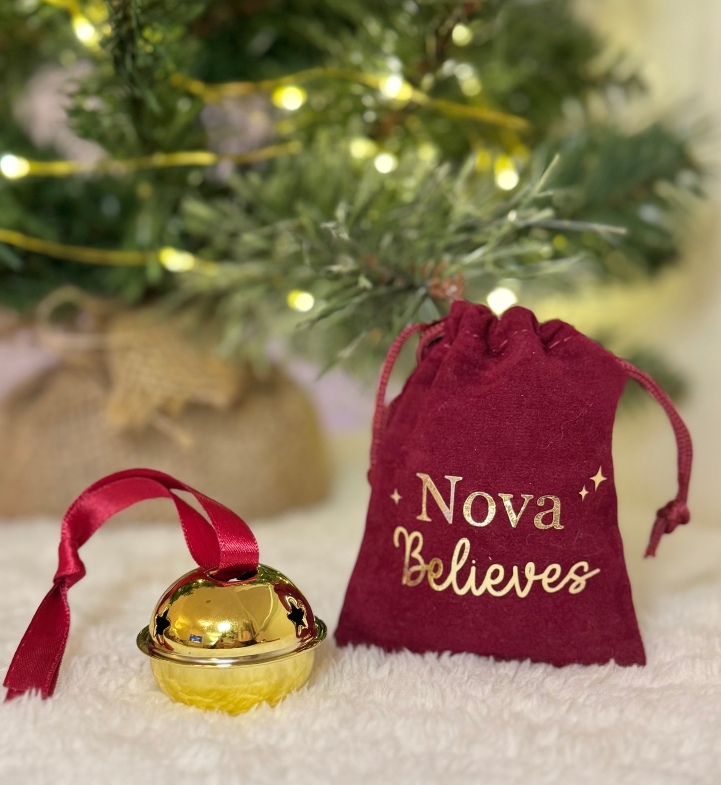 Believe Bell with Personalised Velvet Pouch