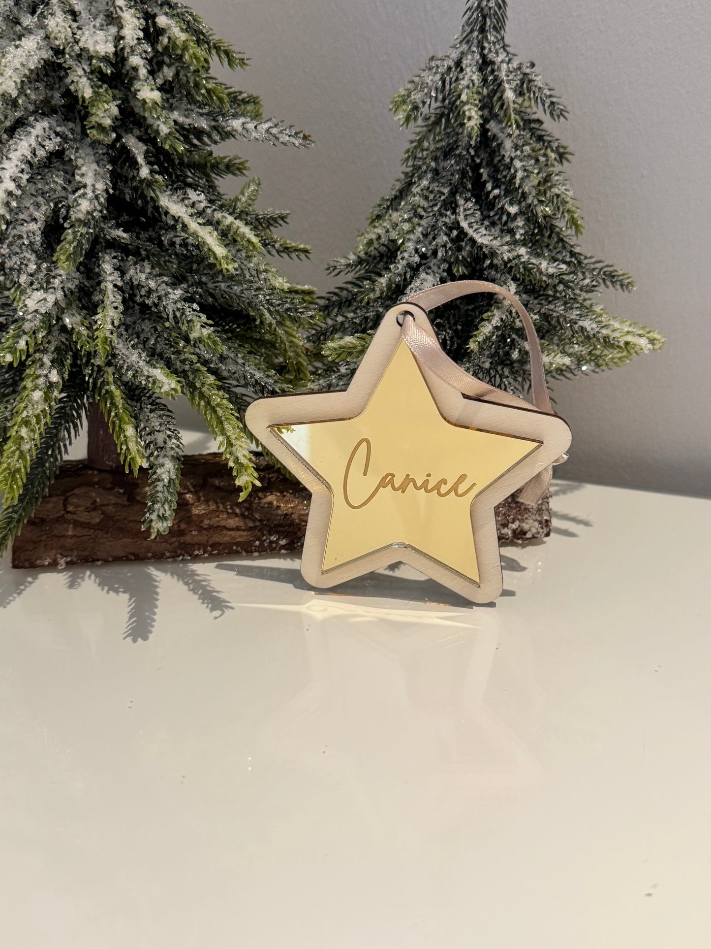 Personalised Star Christmas Bauble - Gold