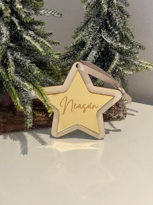 Personalised Star Christmas Bauble - Gold