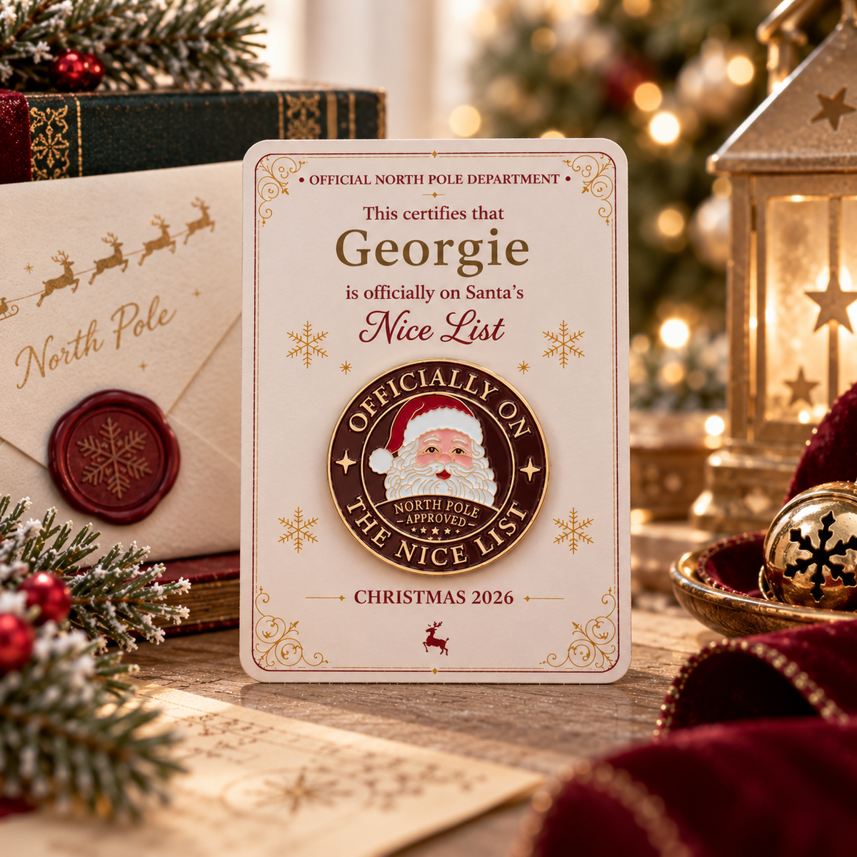 Personalised Nice List Badge - North Pole Approved