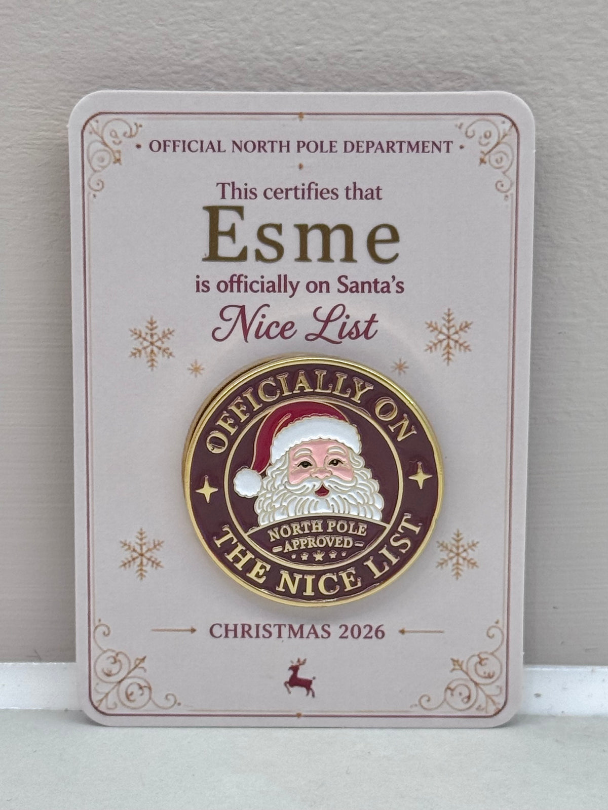 Personalised Nice List Badge - North Pole Approved