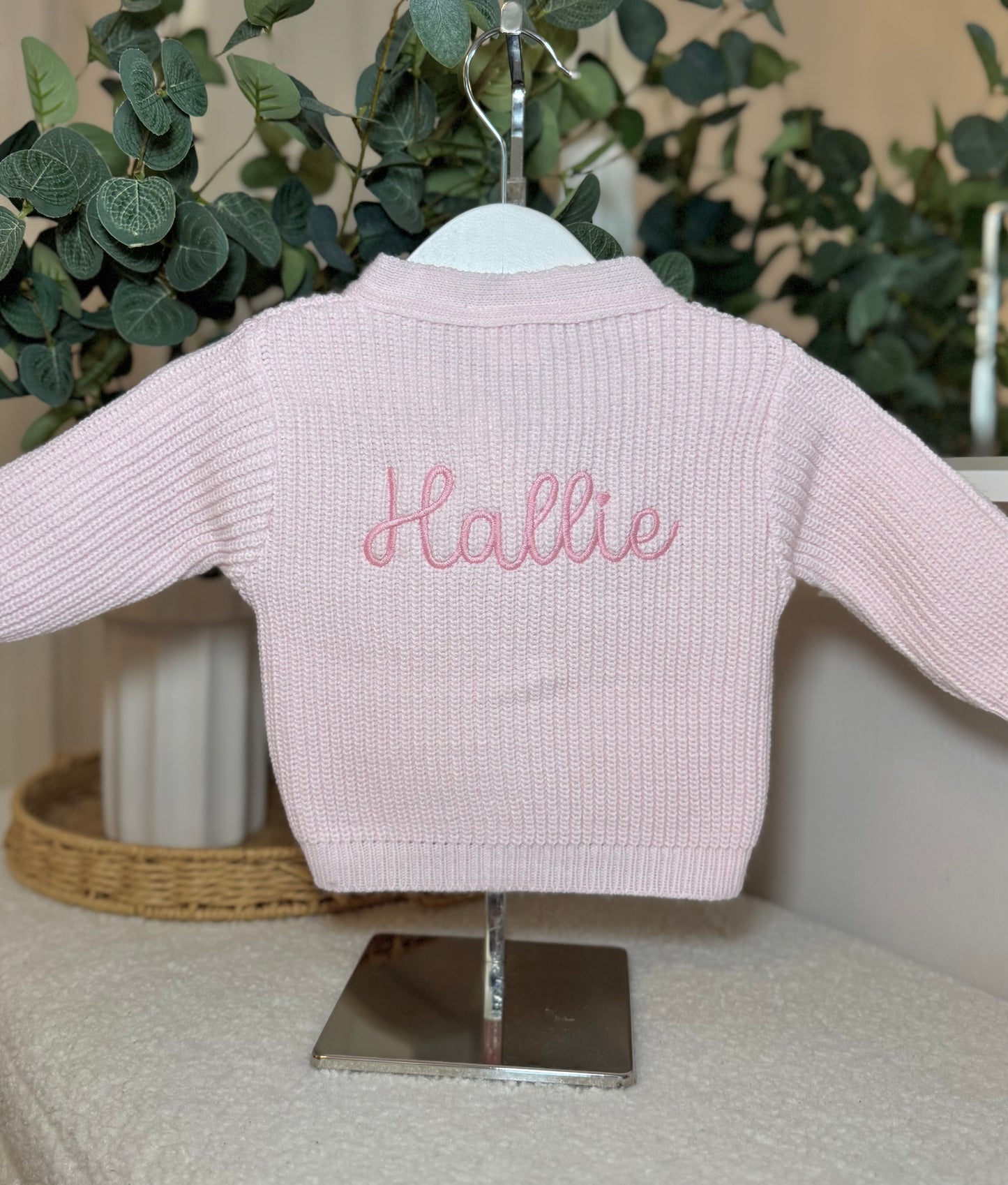 Knitted Personalised Baby Cardigan - Pink