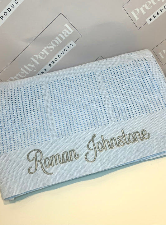 Personalised Blue Cellular Baby Blanket
