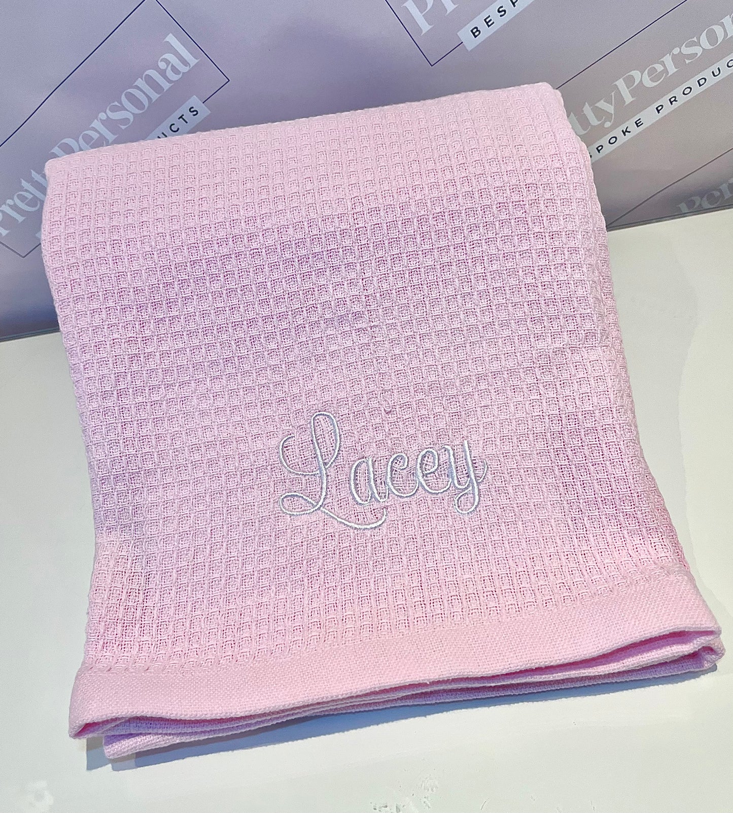 Personalised Baby Blanket  - Waffle Style Pink