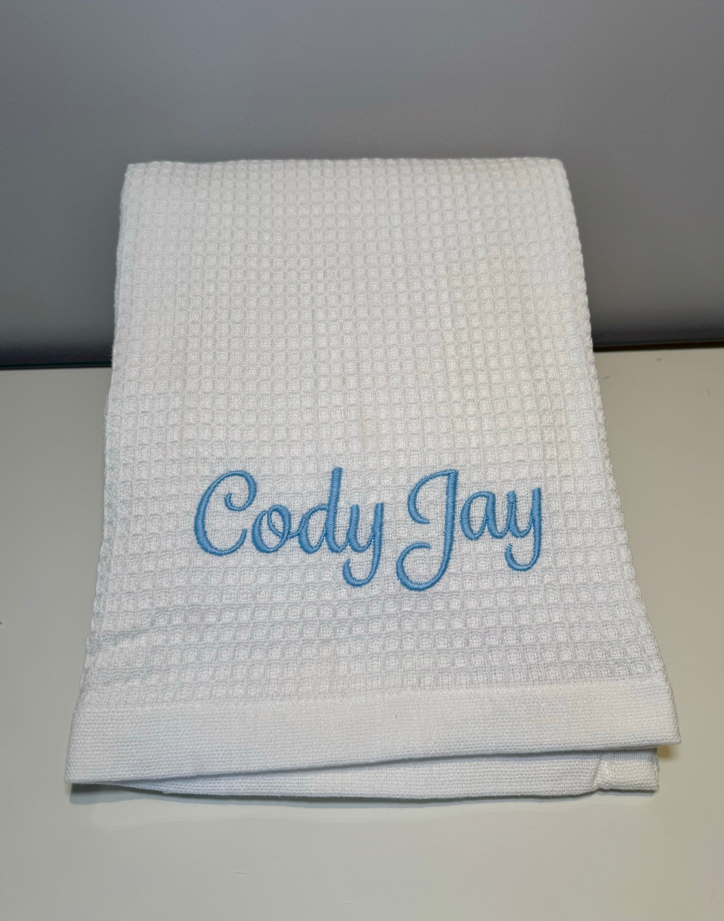 Personalised Baby Blanket  - Waffle Style White