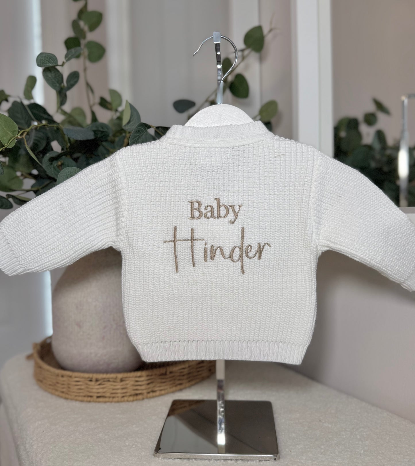Knitted Personalised Baby Cardigan - White