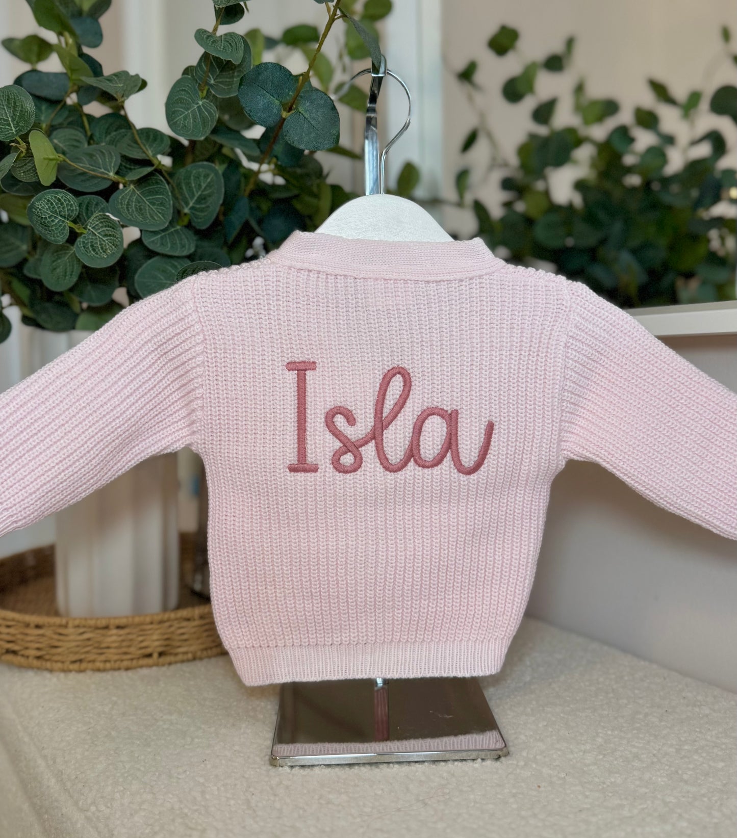 Knitted Personalised Baby Cardigan - Pink